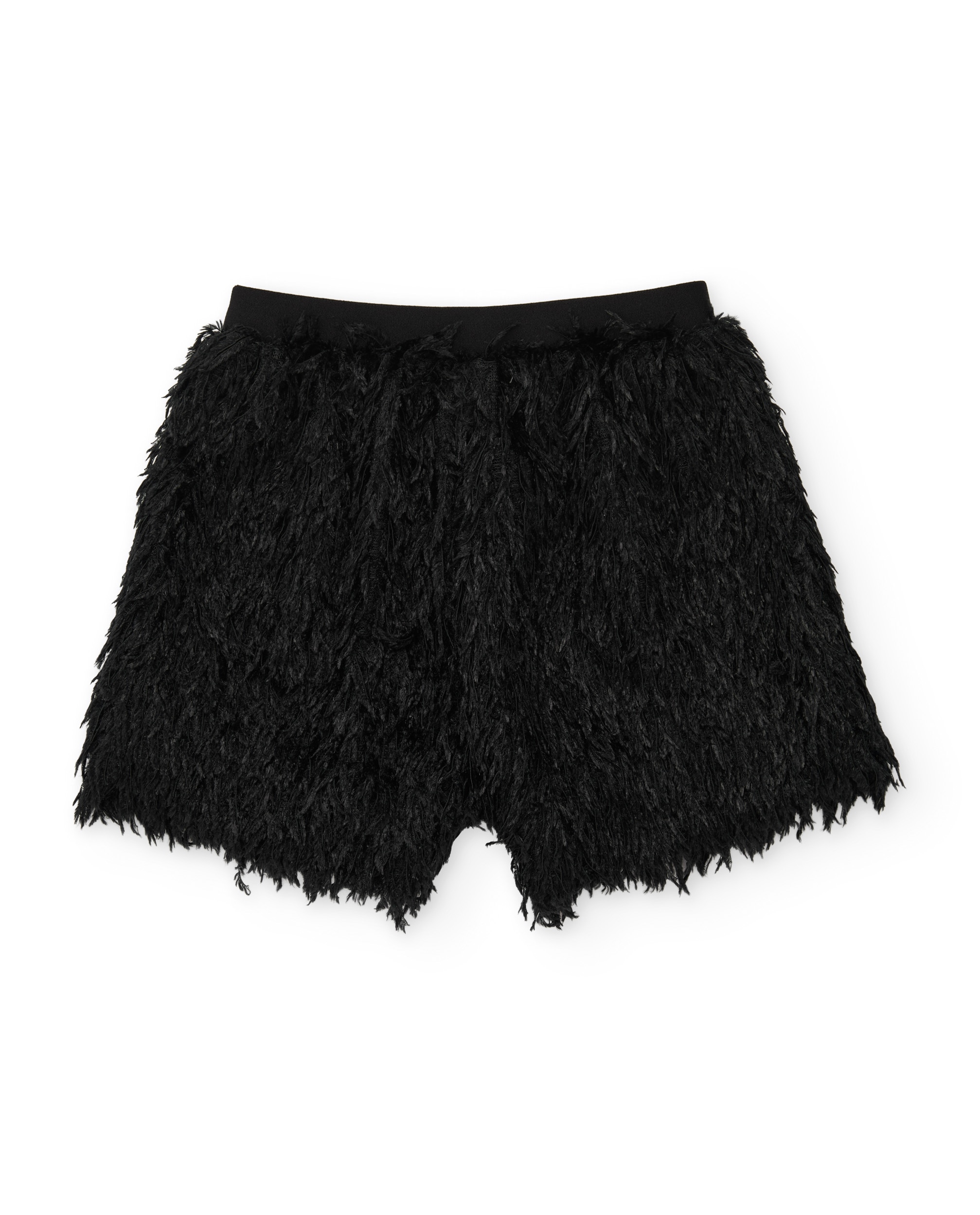 Calções com Efeito de Plumas e Tacto Agradável Preto-3