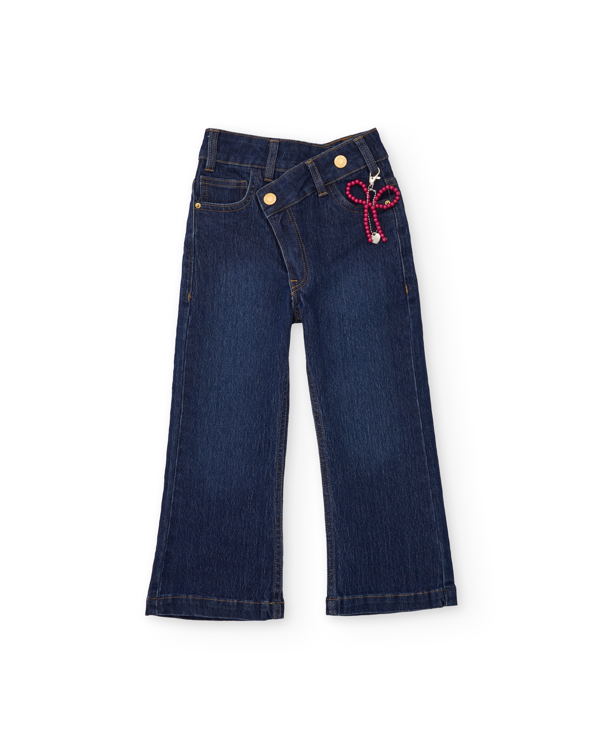 Imagem 0 de Jeans com Corte a Direito e Laço com Contas de Cores