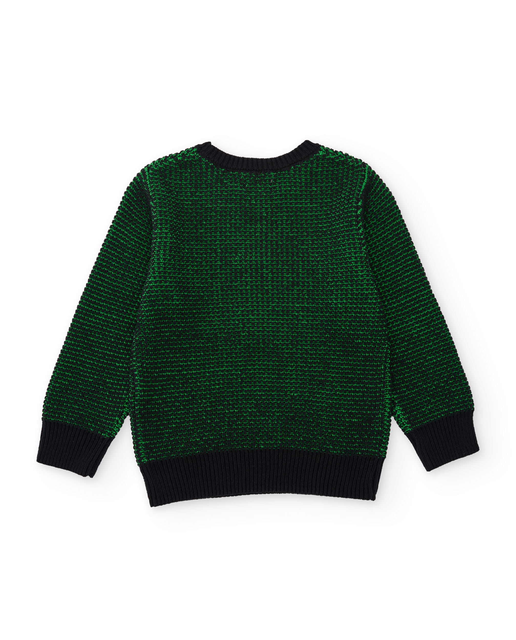 Camisola Infantil de Tricô com Gola Redonda e em Verde Verde-3