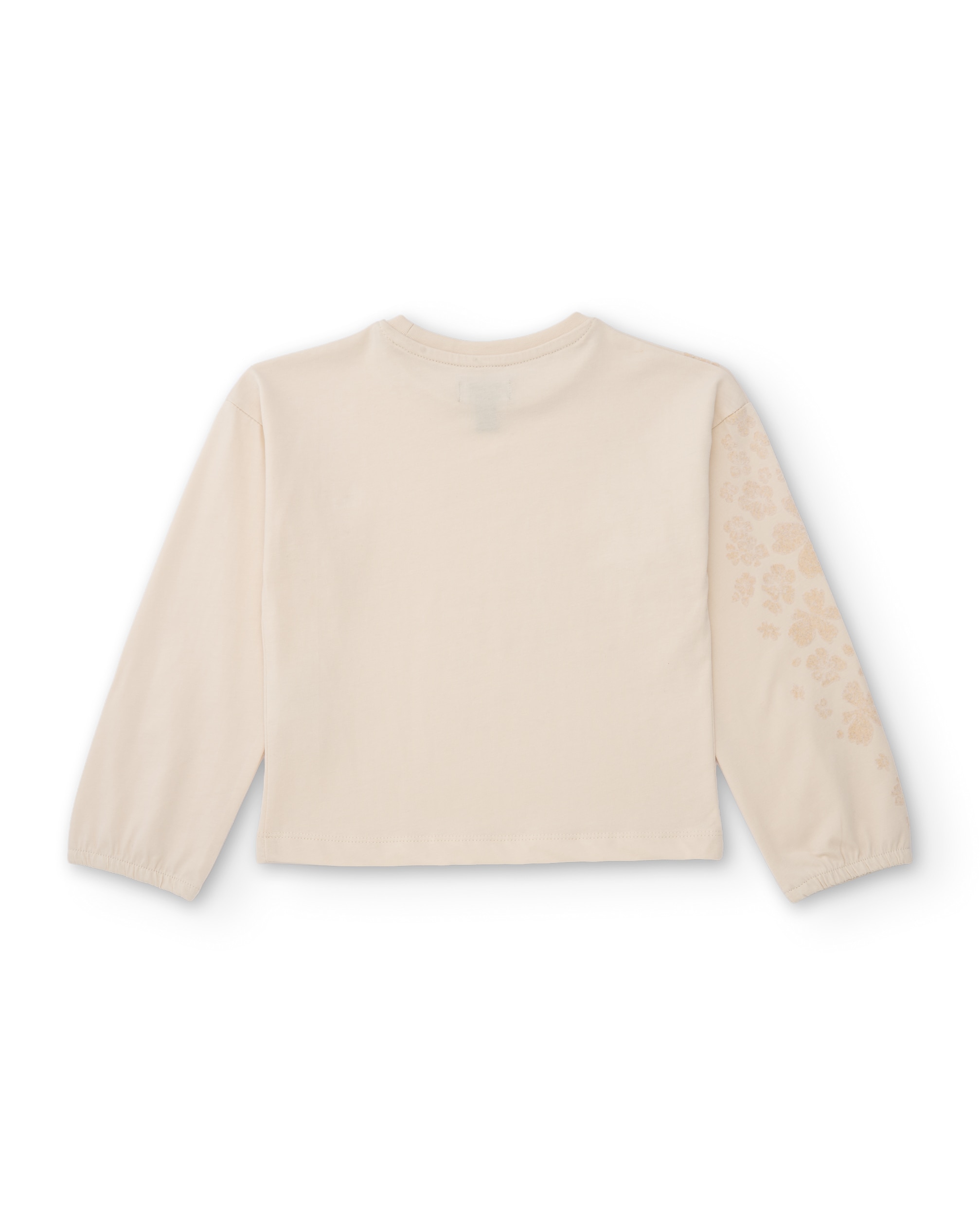 T-shirt Infantil de Malha com Manga Comprida e Estampado Floral Delicado Cru-2