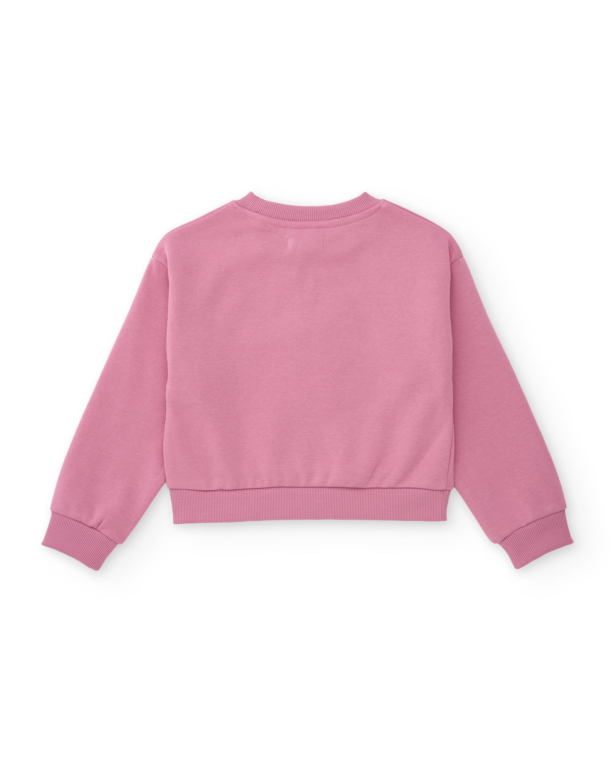 Sweatshirt Infantil de Felpa com Logo Bordado e Punhos Canelados Rosa-2