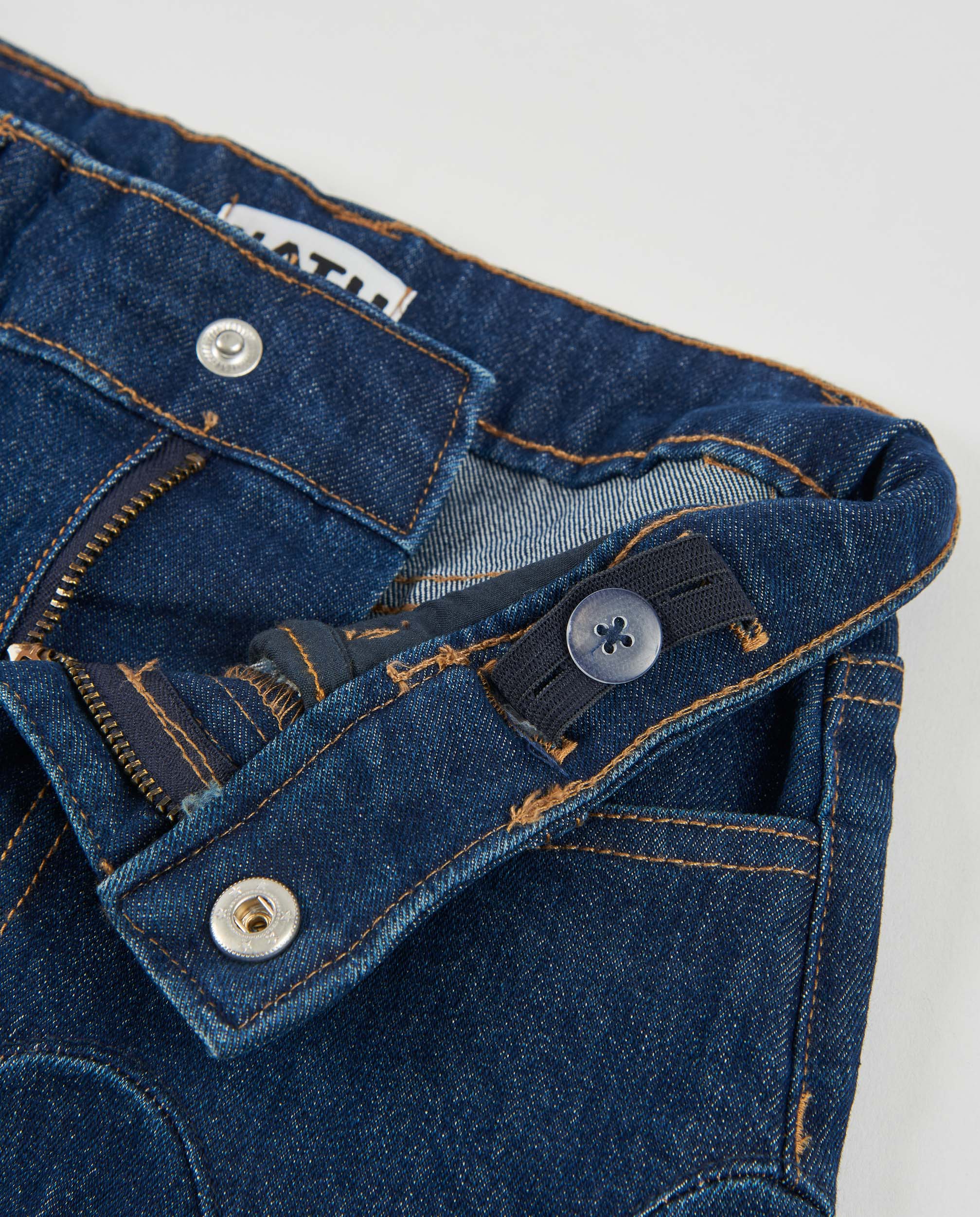Saia Infantil de Denim com Corte Evasé e Botão na Cintura Azul denim-4