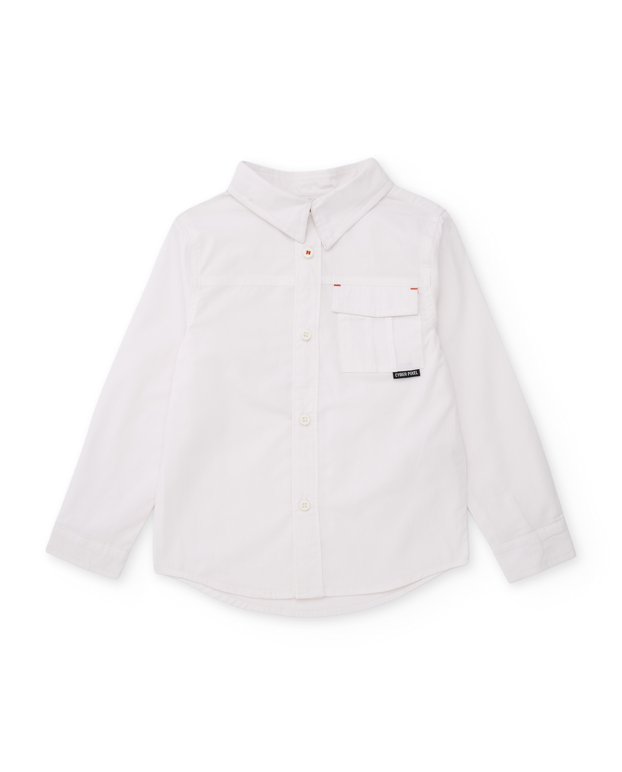 Camisa Infantil de Algodão com Bolso Frontal e Corte Clássico Branco-2