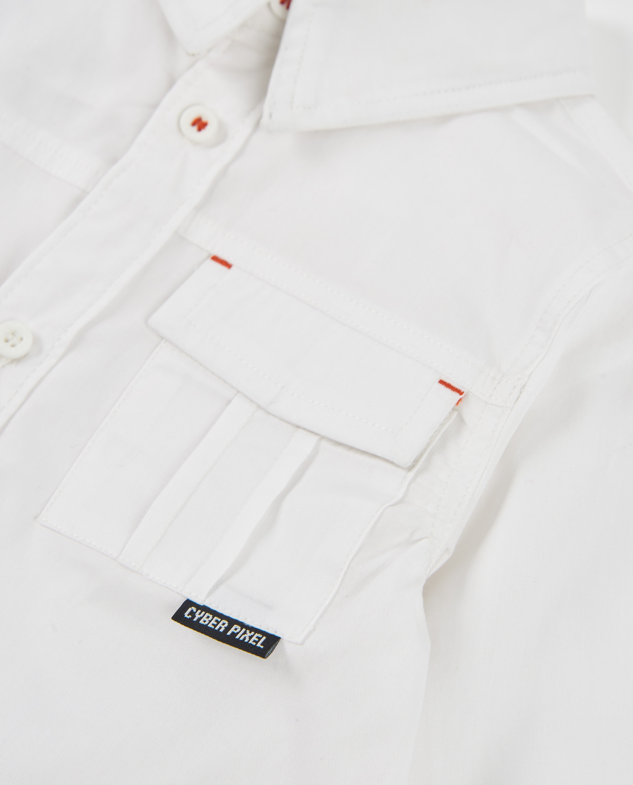 Camisa Infantil de Algodão com Bolso Frontal e Corte Clássico Branco-4