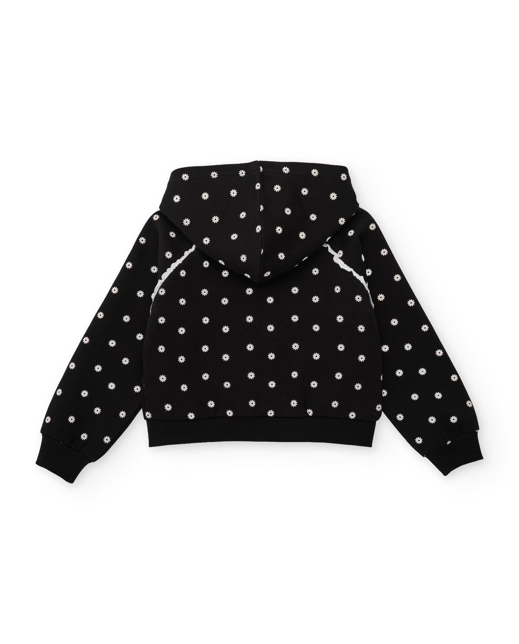 Conjunto Infantil de Felpa com Sweatshirt de Capuz e Estampado Floral Preto-3
