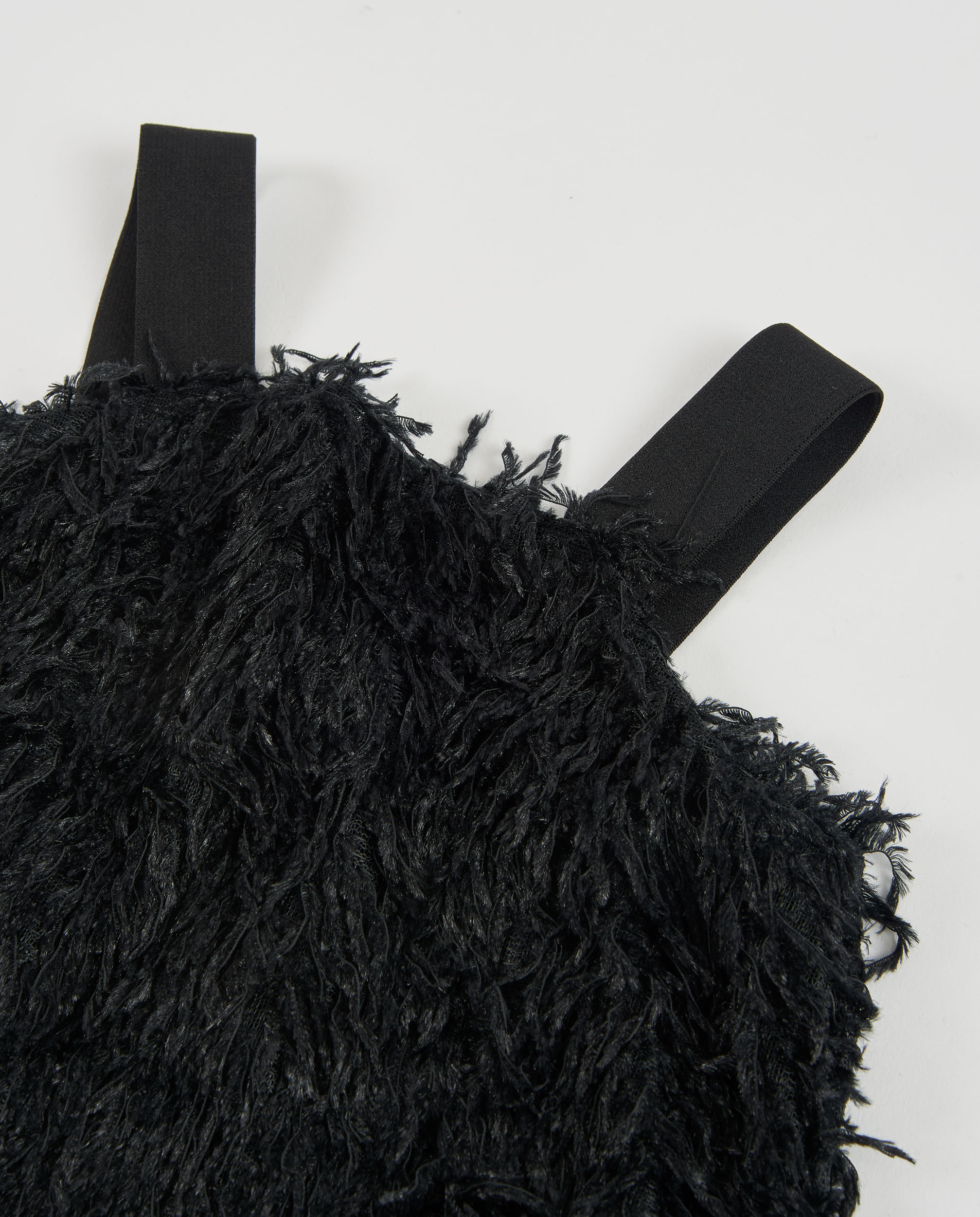 Vestido Infantil com Textura de Plumagem e Alças Preto-3