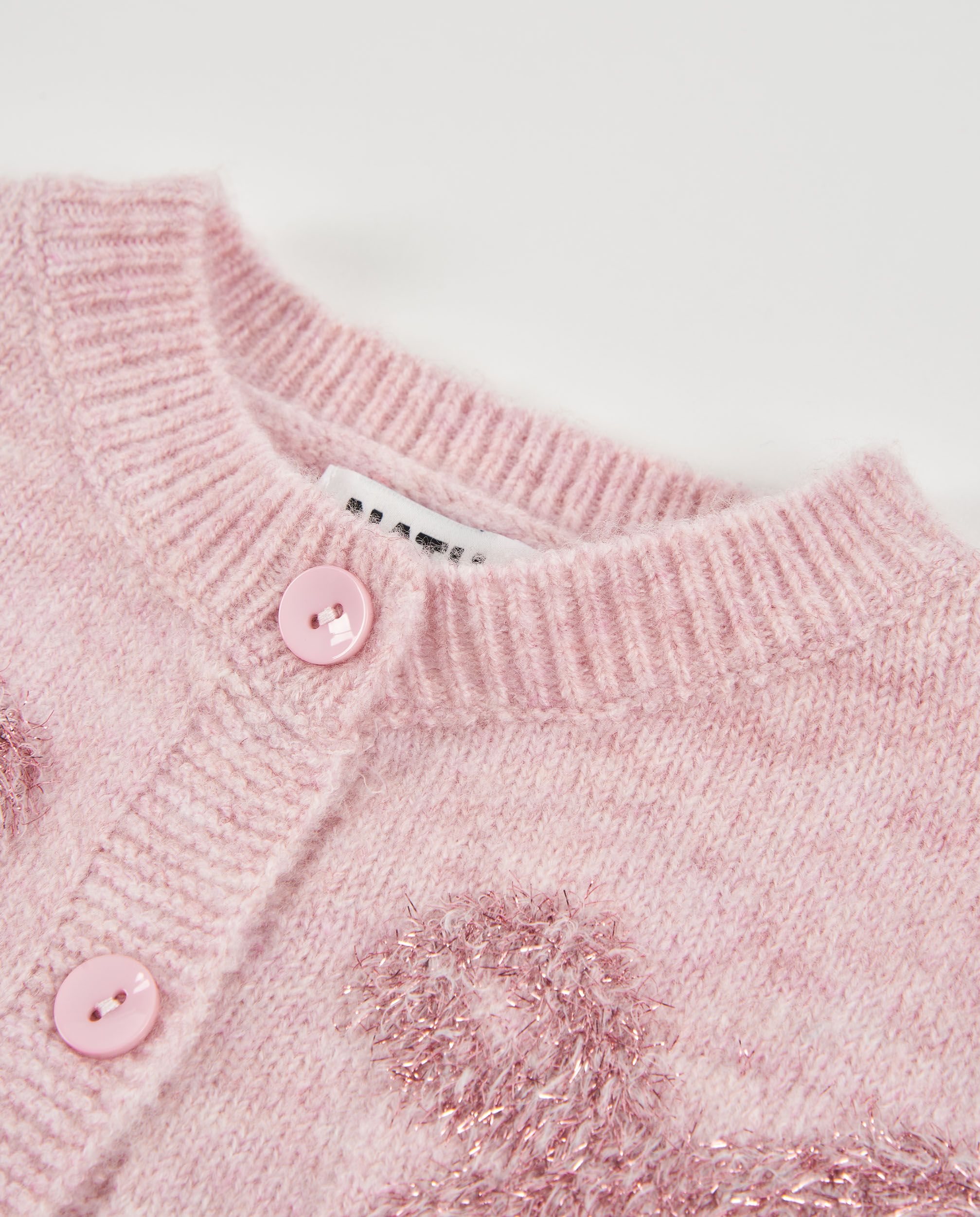 Casaco Infantil de Tricô com Laços e Botões Rosa-4