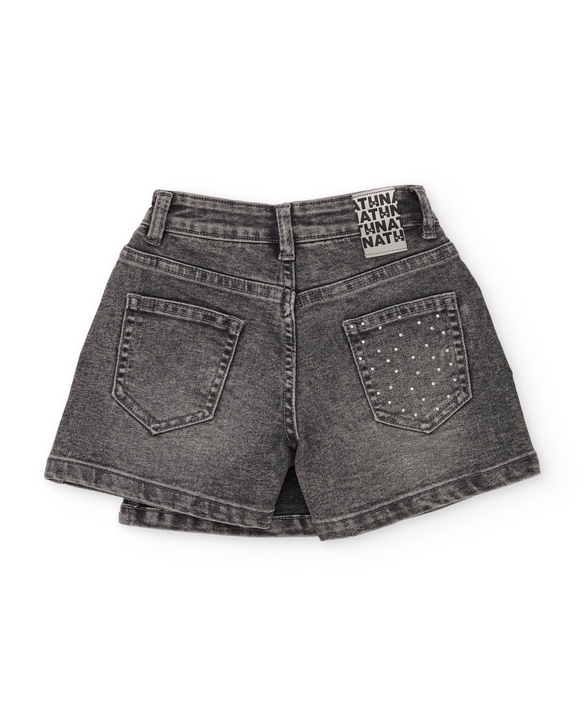 Saia-calça Infantil em Denim Efeito Lavagem Cinzento-3