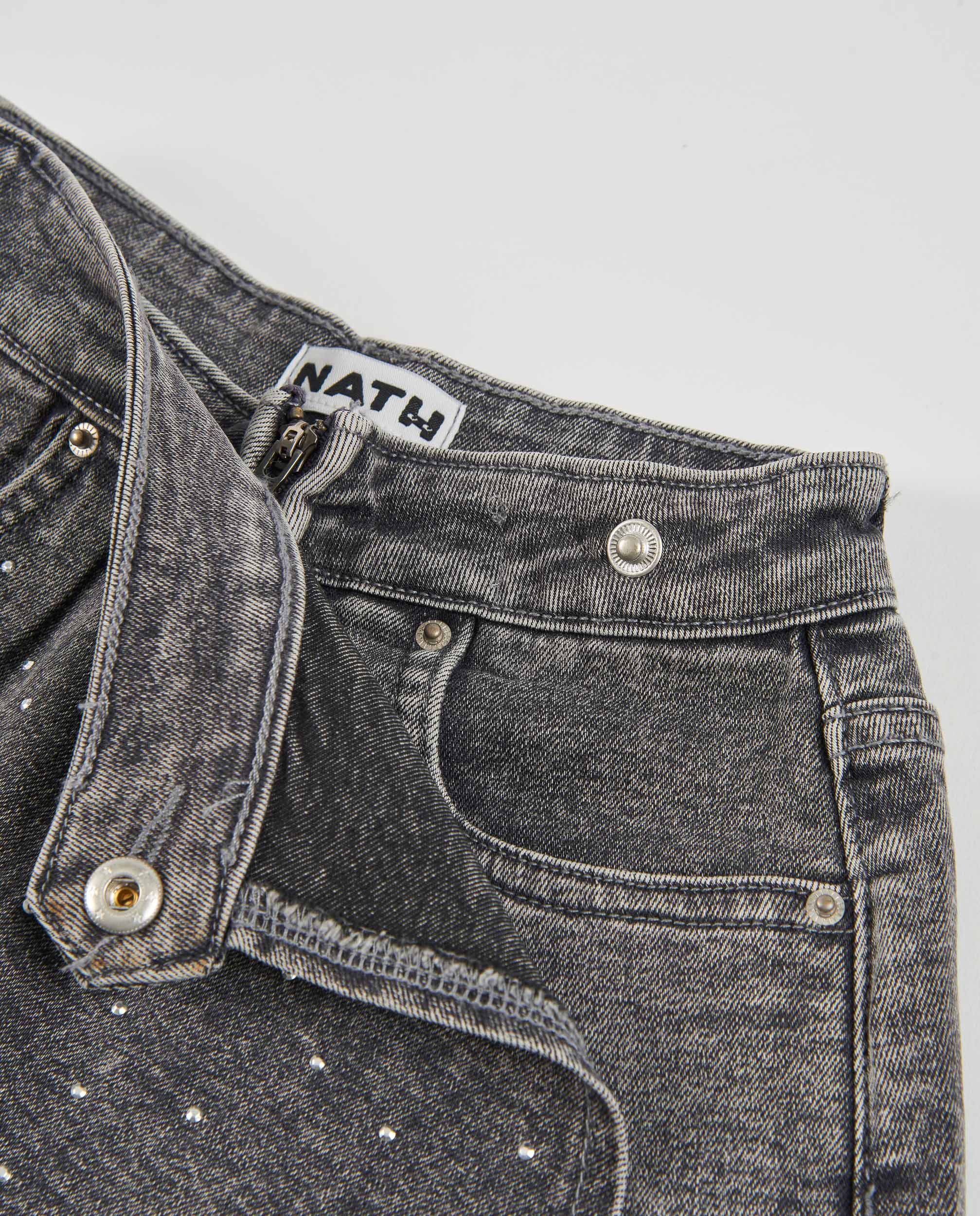 Saia-calça Infantil em Denim Efeito Lavagem Cinzento-4
