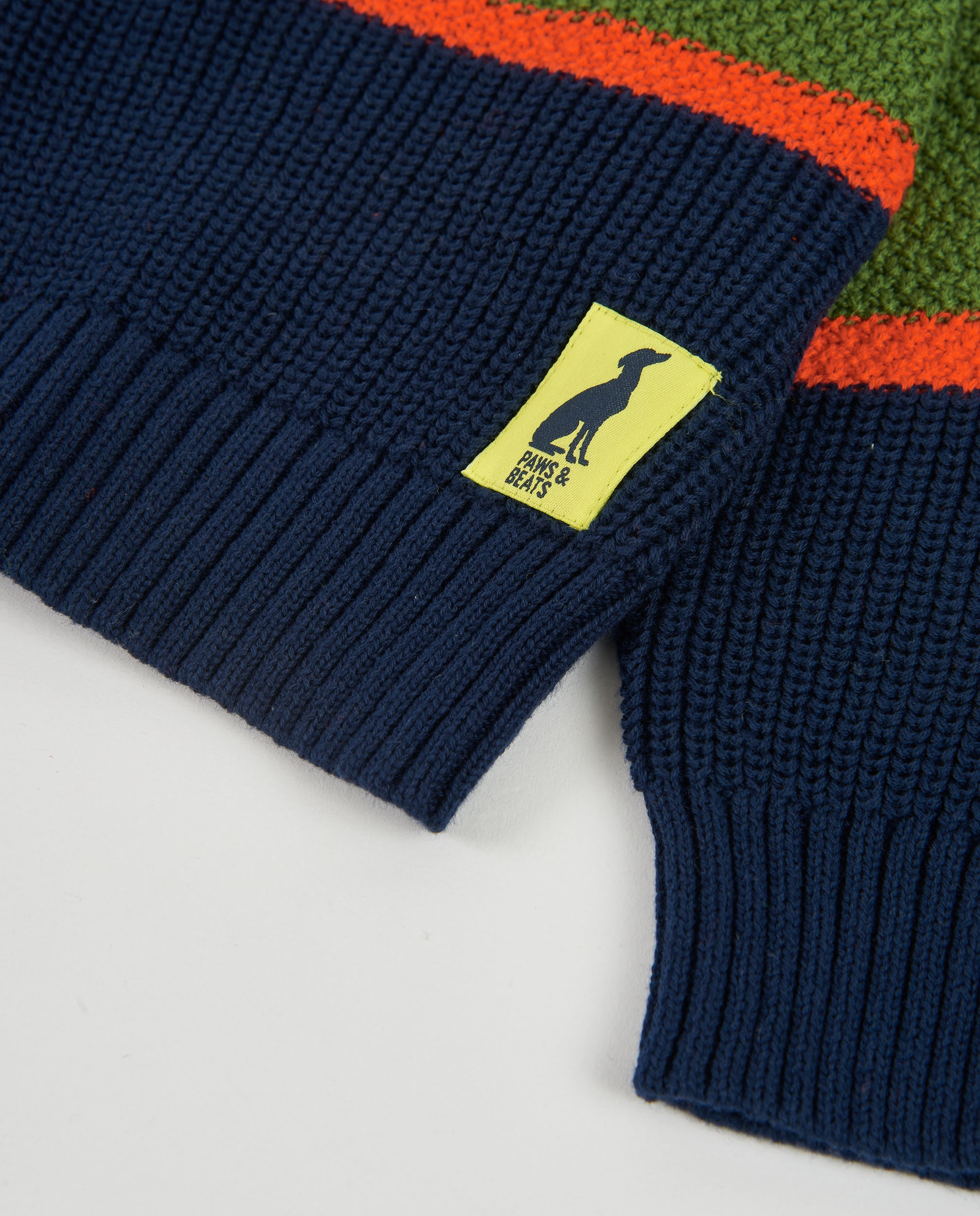 Camisola Infantil de Tricô Às Riscas em Contraste e em Tons Vivos Azul-marinho-5