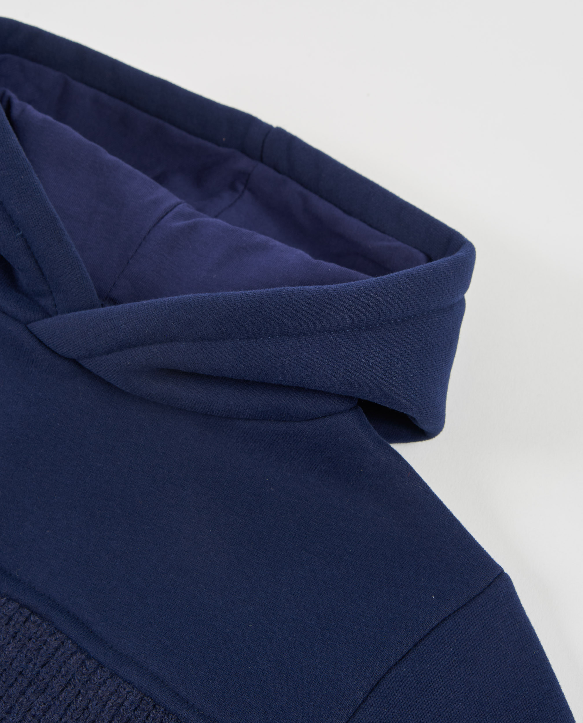 Camisola Infantil de Tricô com Capuz e Tecido Quente Azul-marinho-4