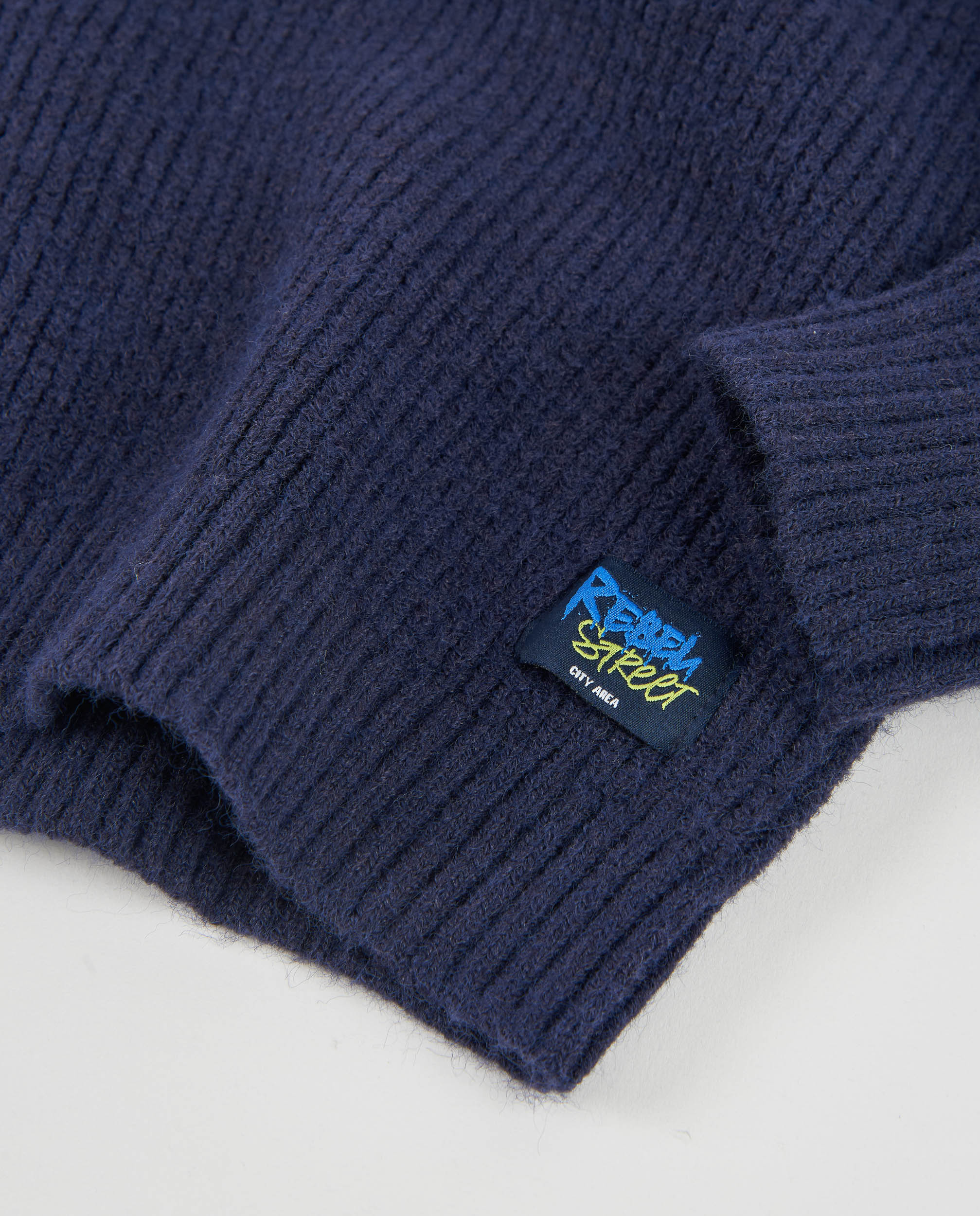 Camisola Infantil de Tricô com Capuz e Tecido Quente Azul-marinho-5