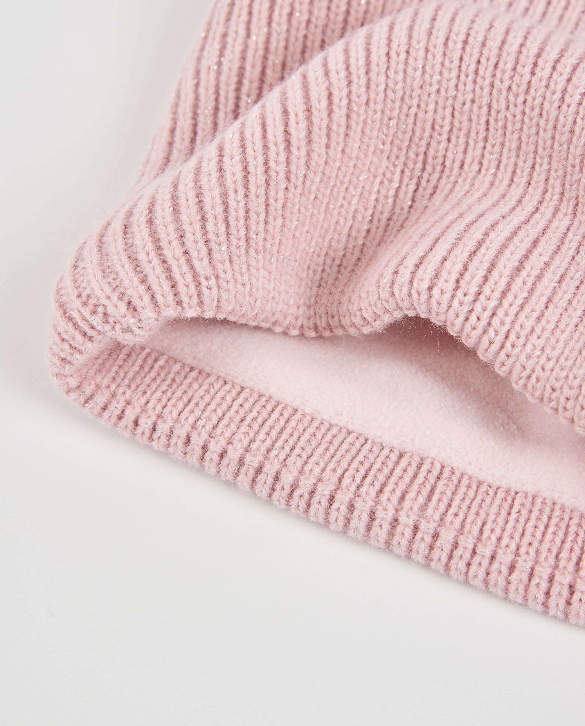 Set Infantil de Tricô com Chapéu de Pompom e Gola Rosa-5