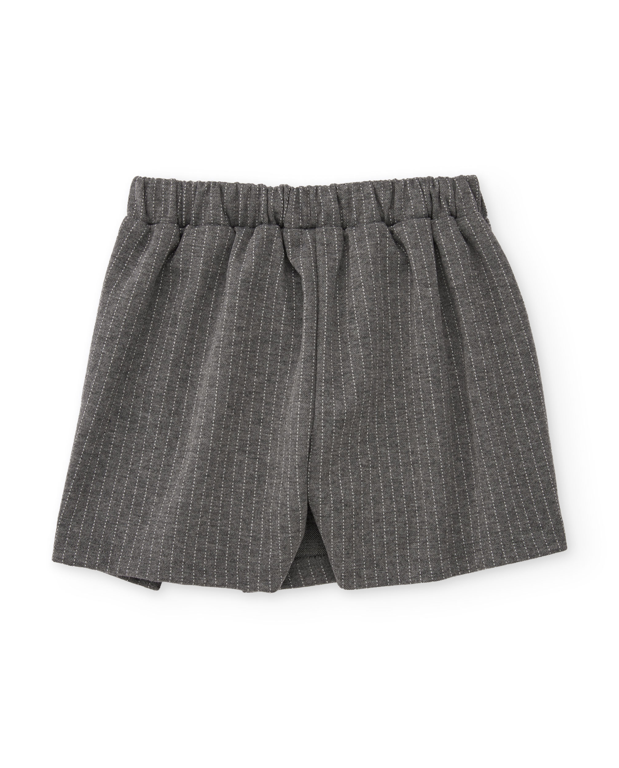 Saia-calça Infantil de Malha com Corte Plissado e Riscas Cinzento-3