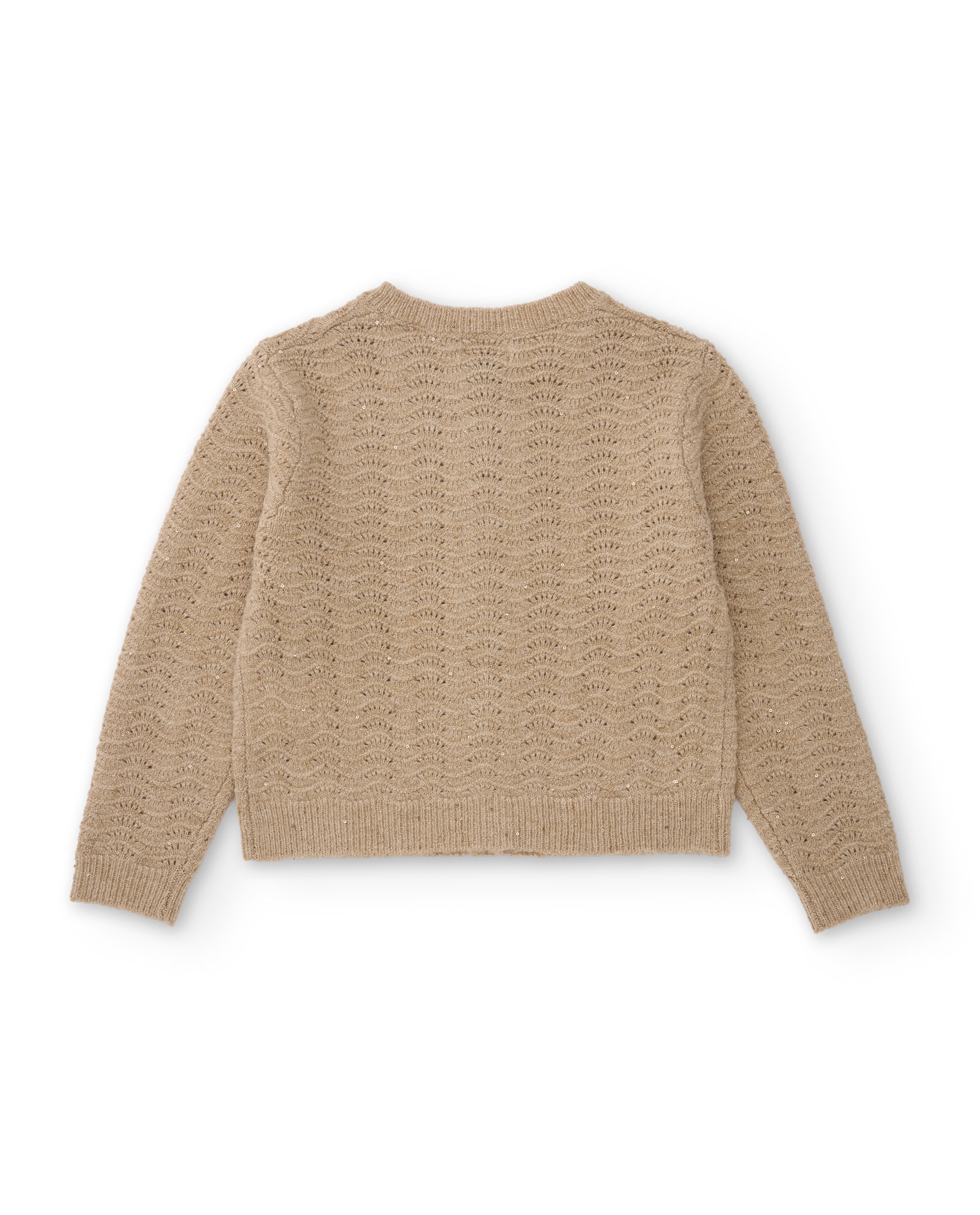 Cardigan Infantil de Tricô com Botões Frontais e Tato Quente Bege-3