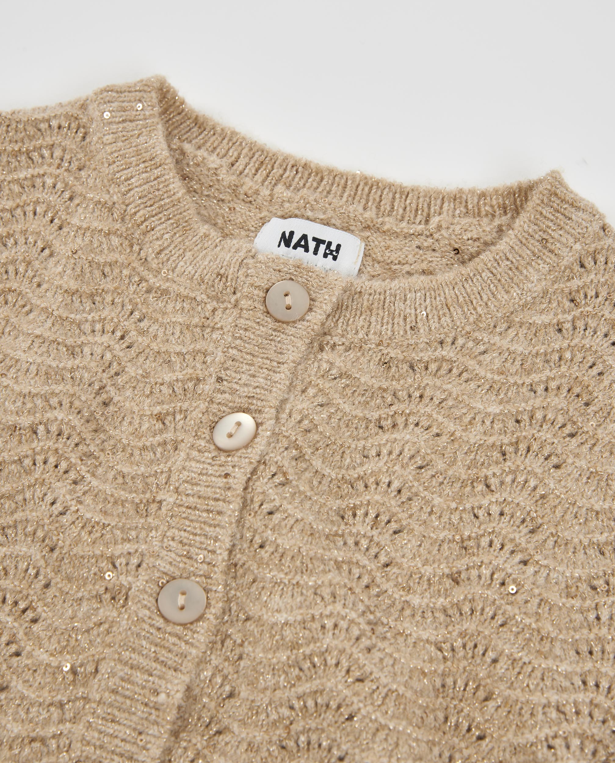Cardigan Infantil de Tricô com Botões Frontais e Tato Quente Bege-4