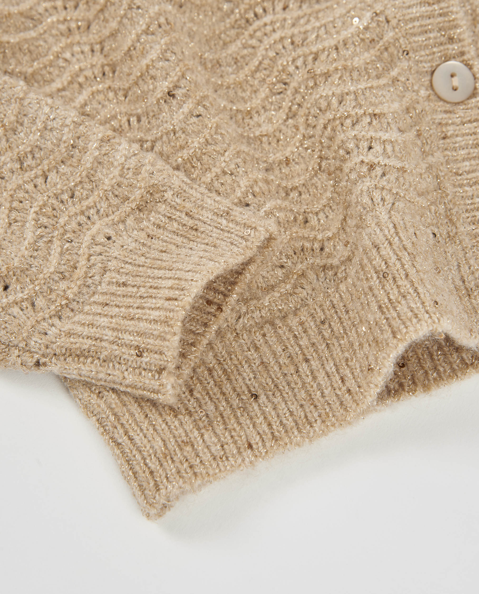 Cardigan Infantil de Tricô com Botões Frontais e Tato Quente Bege-5