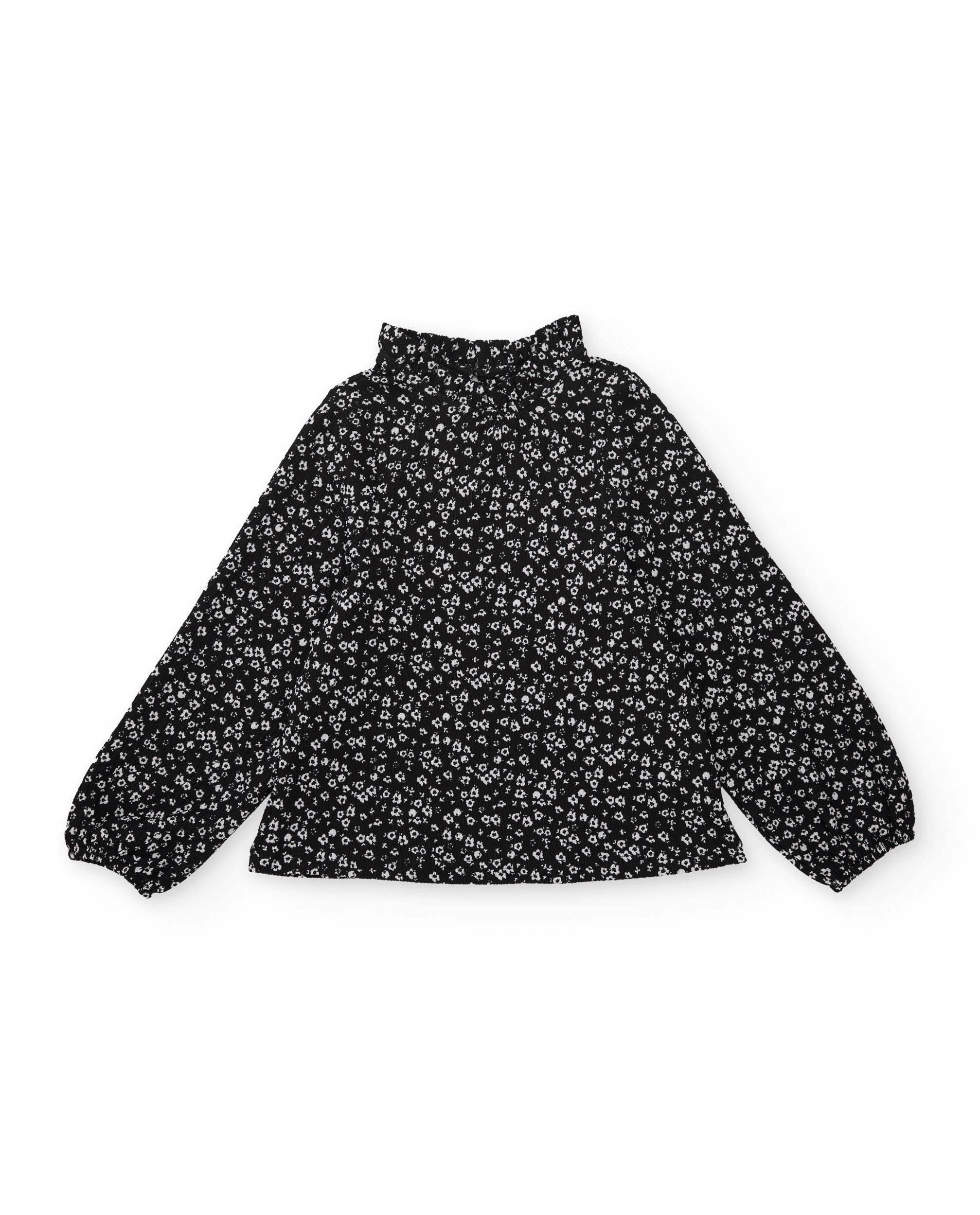 Imagem 0 de Blusa Infantil de Tecido Plano com Gola Alta e Estampado Floral