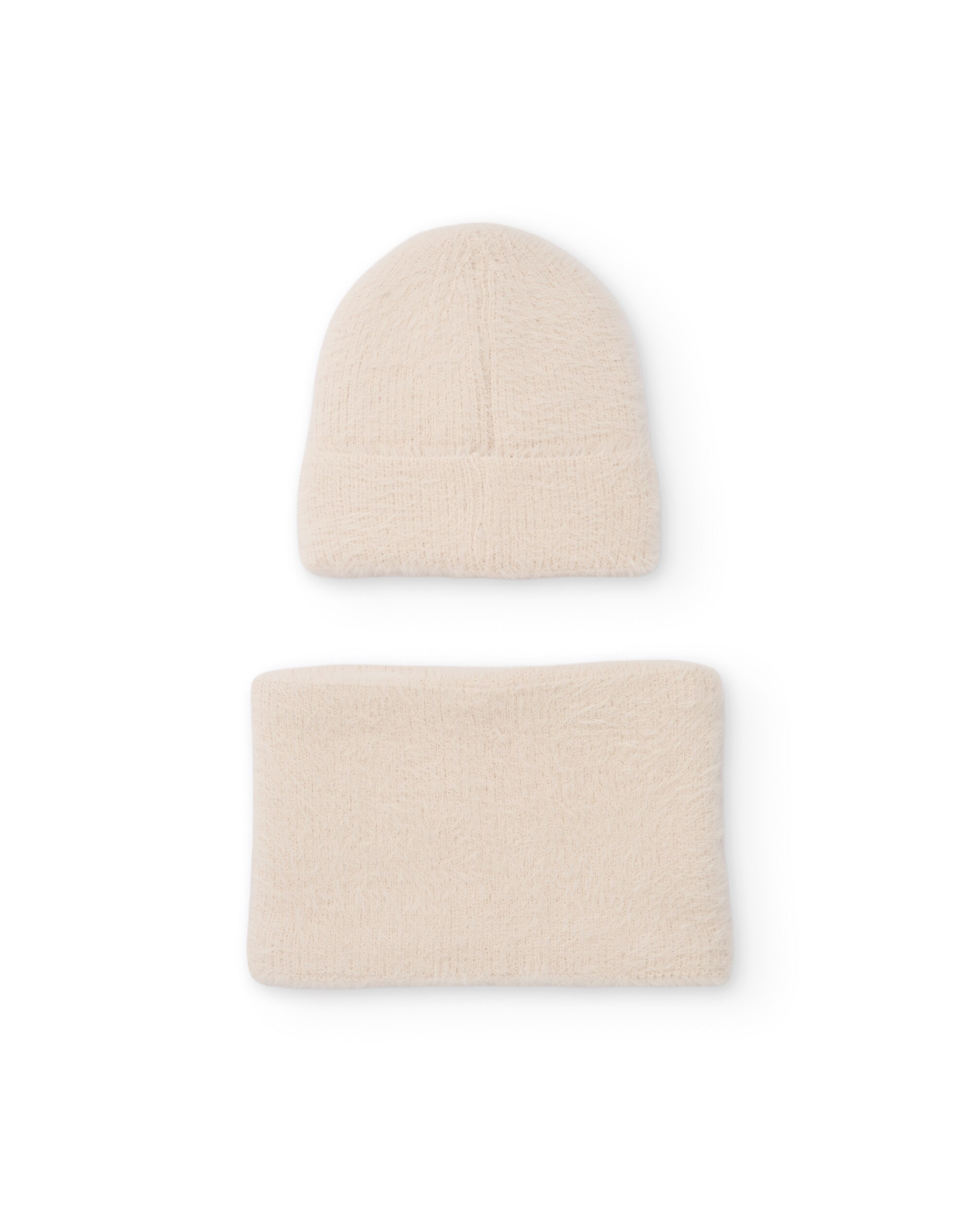 Set Infantil de Tricô com Chapéu de Laços e Gola em Conjunto Cru-3