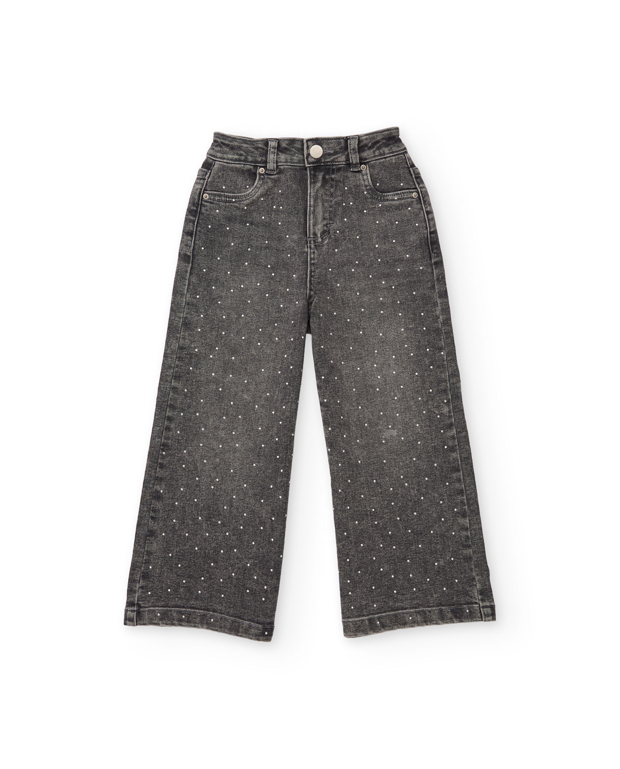 Jeans Infantil Efeito Lavagem com Pedraria Cinzento-2
