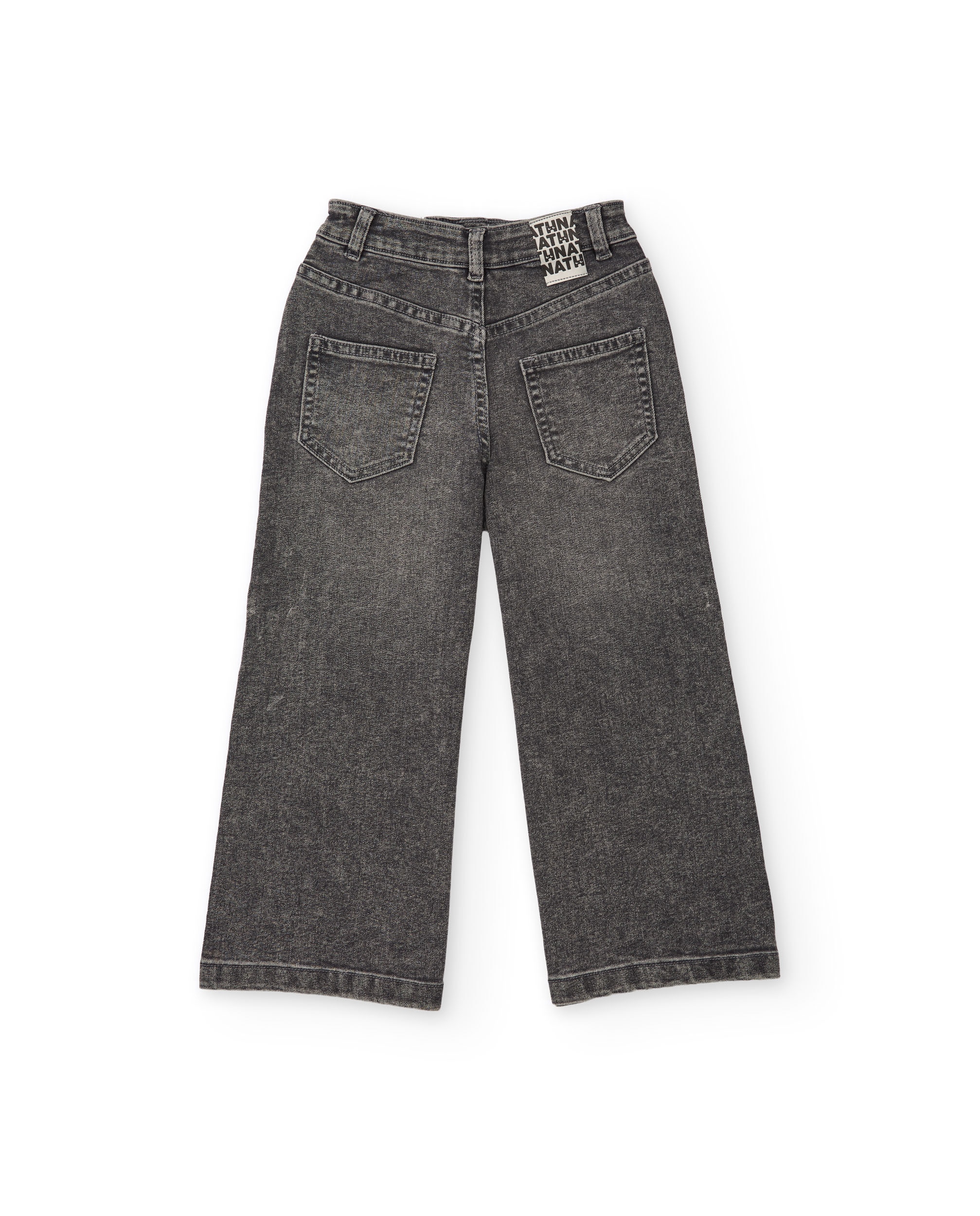 Jeans Infantil Efeito Lavagem com Pedraria Cinzento-3