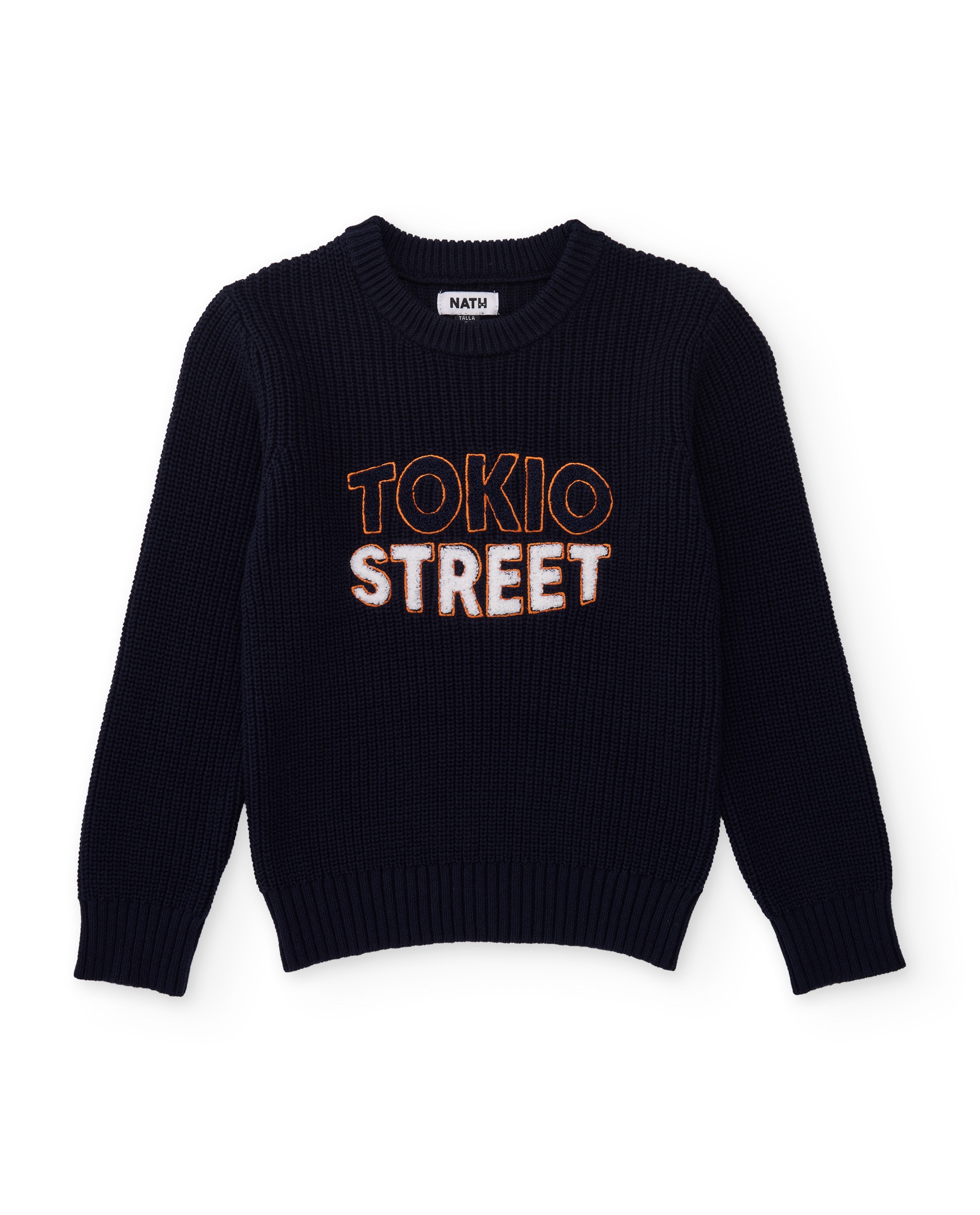 Camisola Infantil de Tricô com Texto Urbano Azul-marinho-2