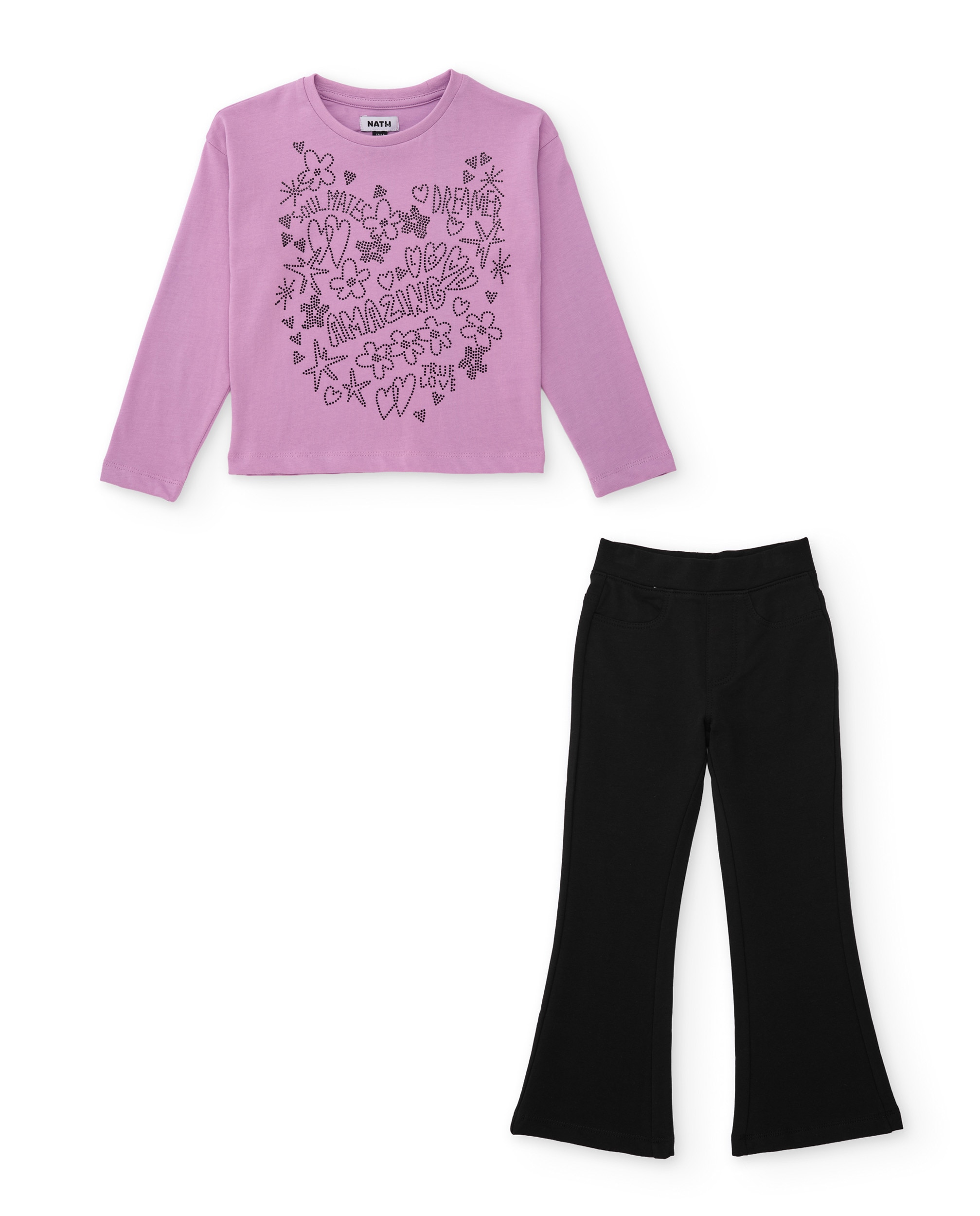 Imagem 0 de Conjunto Infantil de Malha com T-shirt de Estampado Floral e Leggings em Conjunto