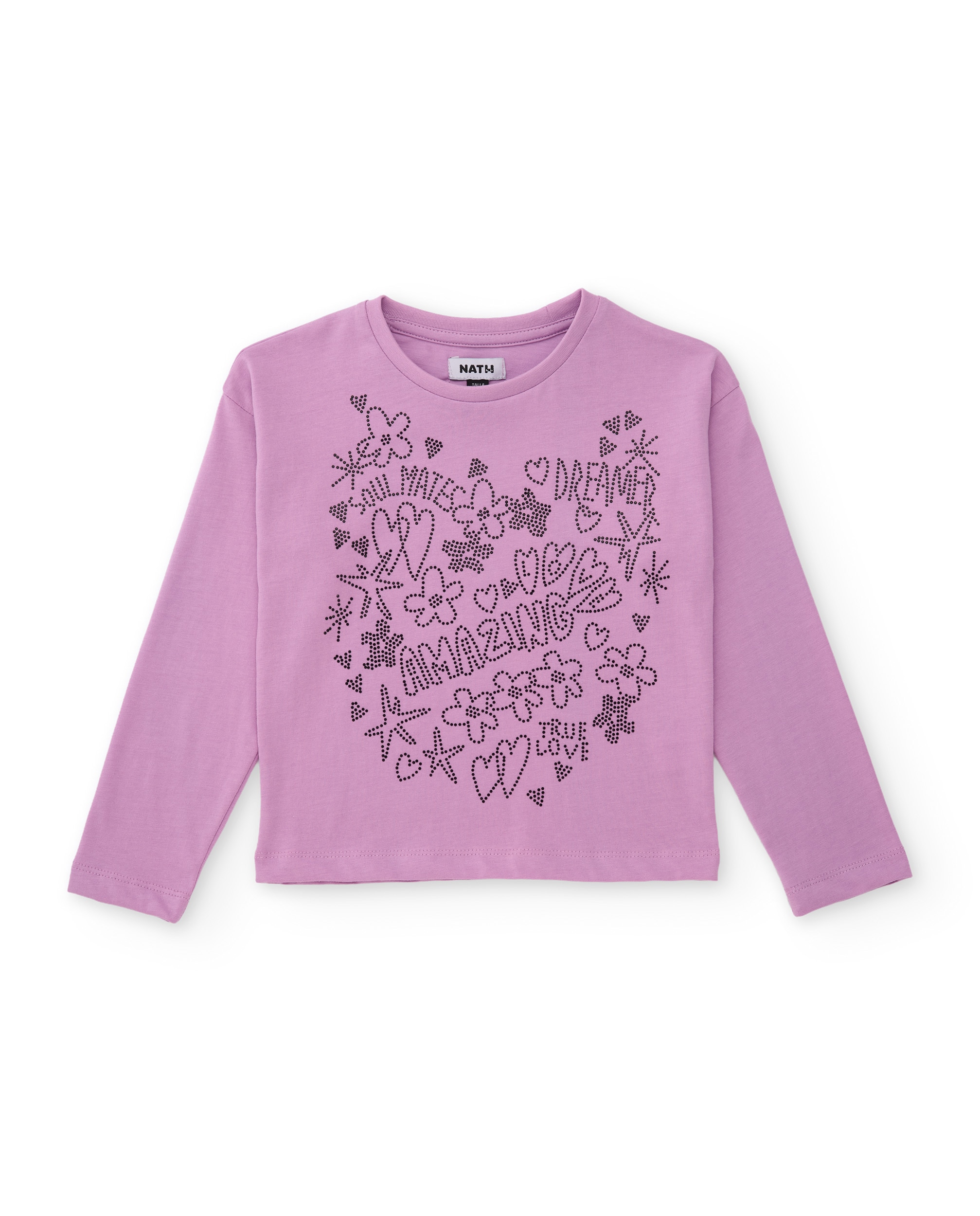 Conjunto Infantil de Malha com T-shirt de Estampado Floral e Leggings em Conjunto Lilás-2
