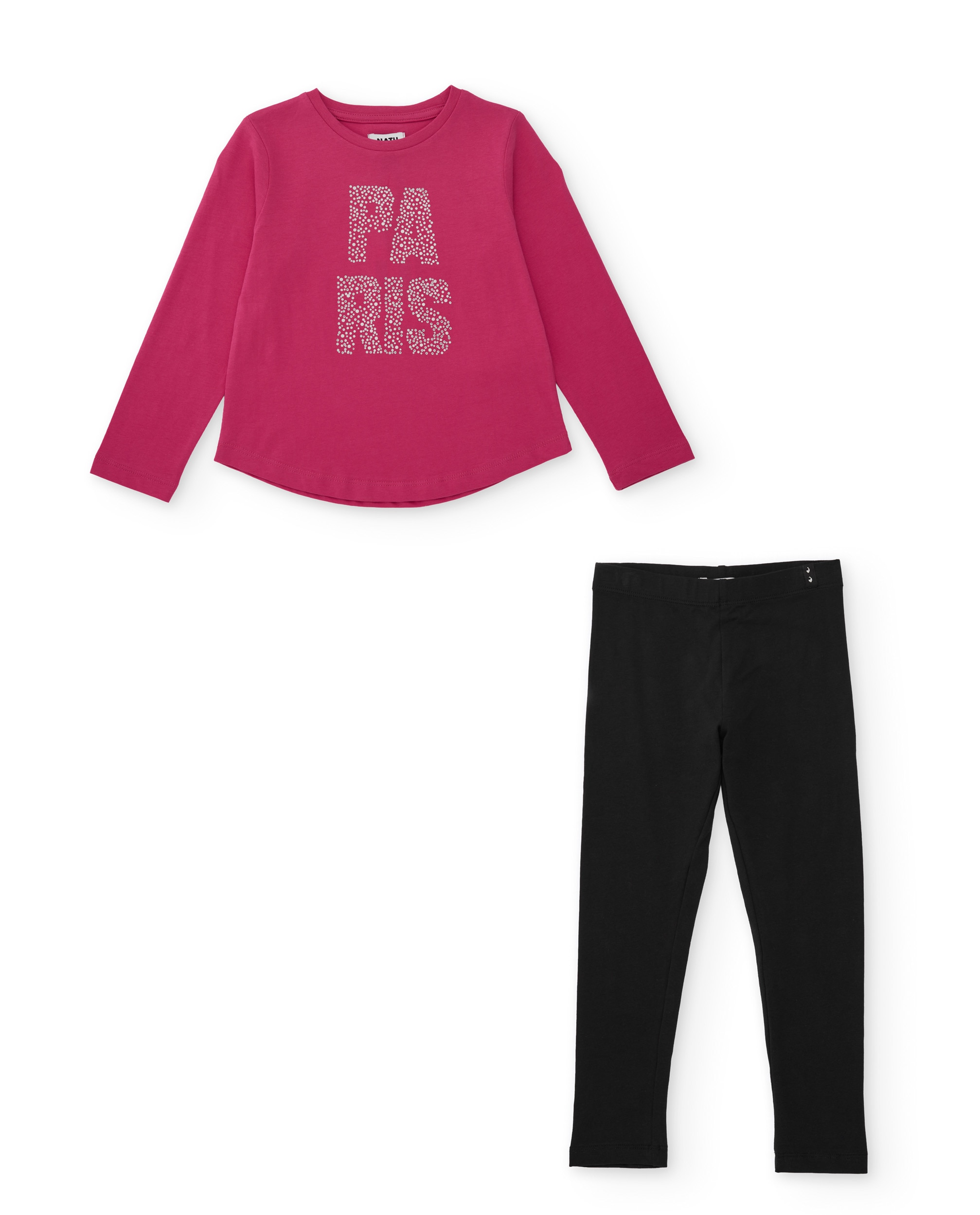 Imagem 0 de Conjunto Infantil de Malha com T-shirt Estampada e Leggings Ajustados