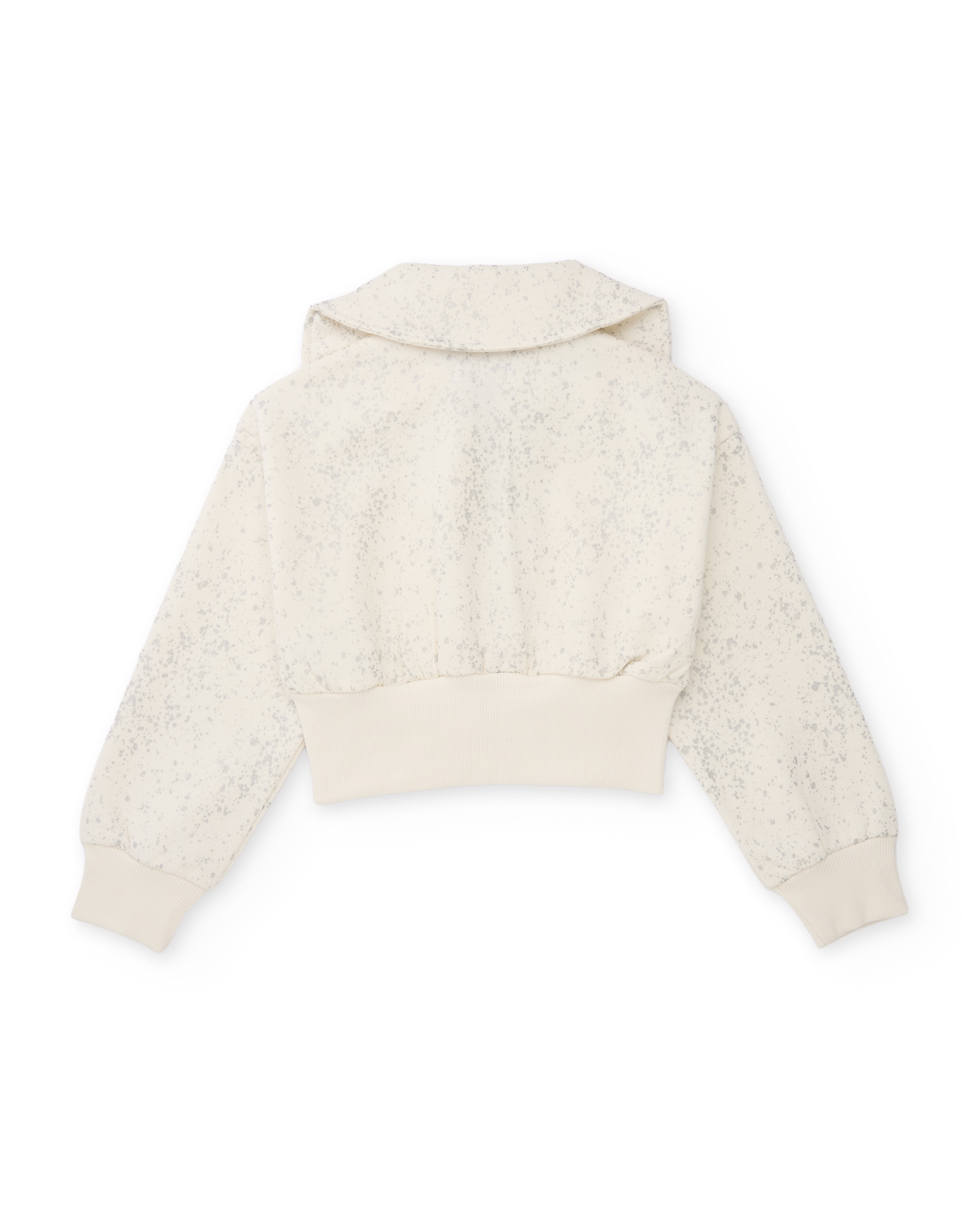 Conjunto Infantil de Malha com Sweatshirt de Fecho Zip e Leggings À Boca de Sino Branco-4