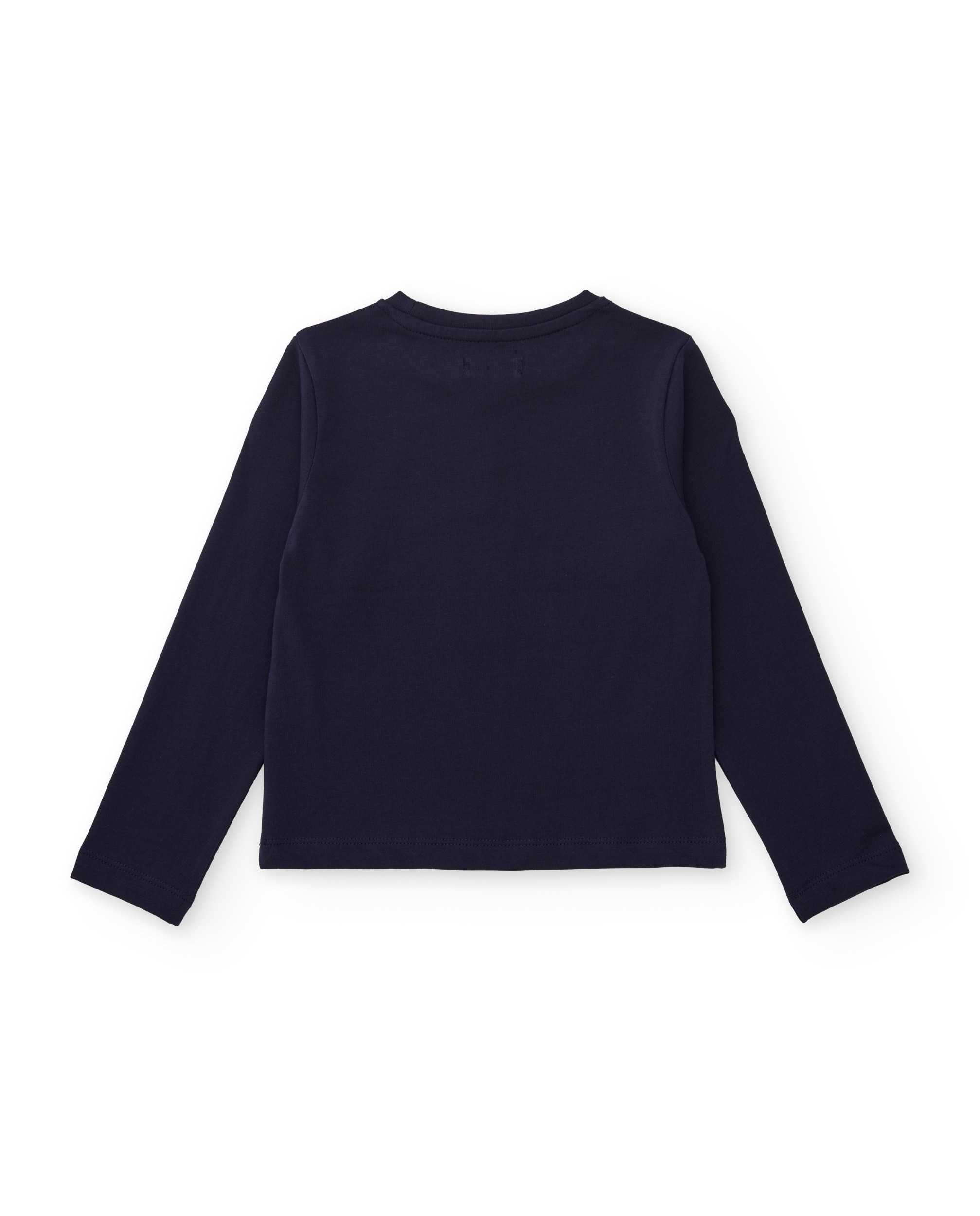 Conjunto Infantil de Malha com T-shirt Estampada e Leggings À Boca de Sino Azul-marinho-4