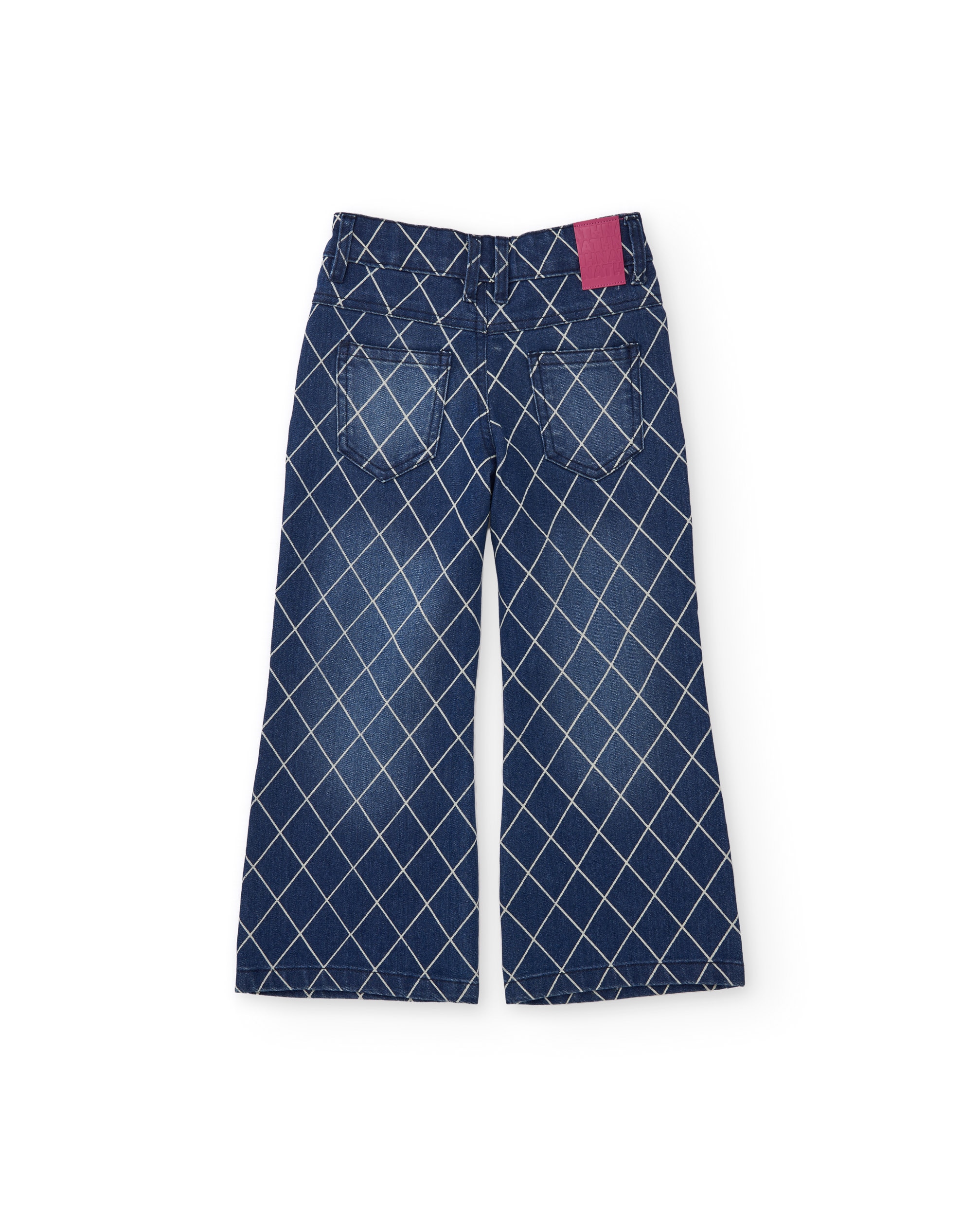 Jeans Infantil com Estampado Geométrico e Corte a Direito Azul-2