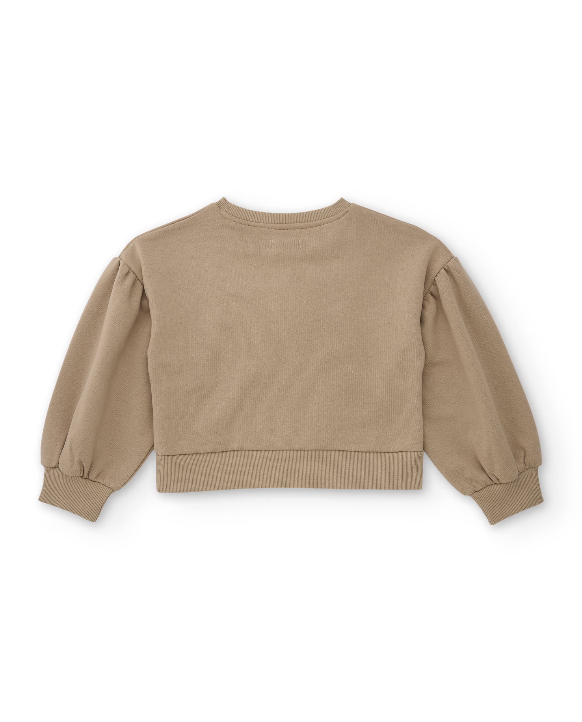 Sweatshirt Infantil de Felpa com Laço Frontal e Mangas Franzidas Areia-2