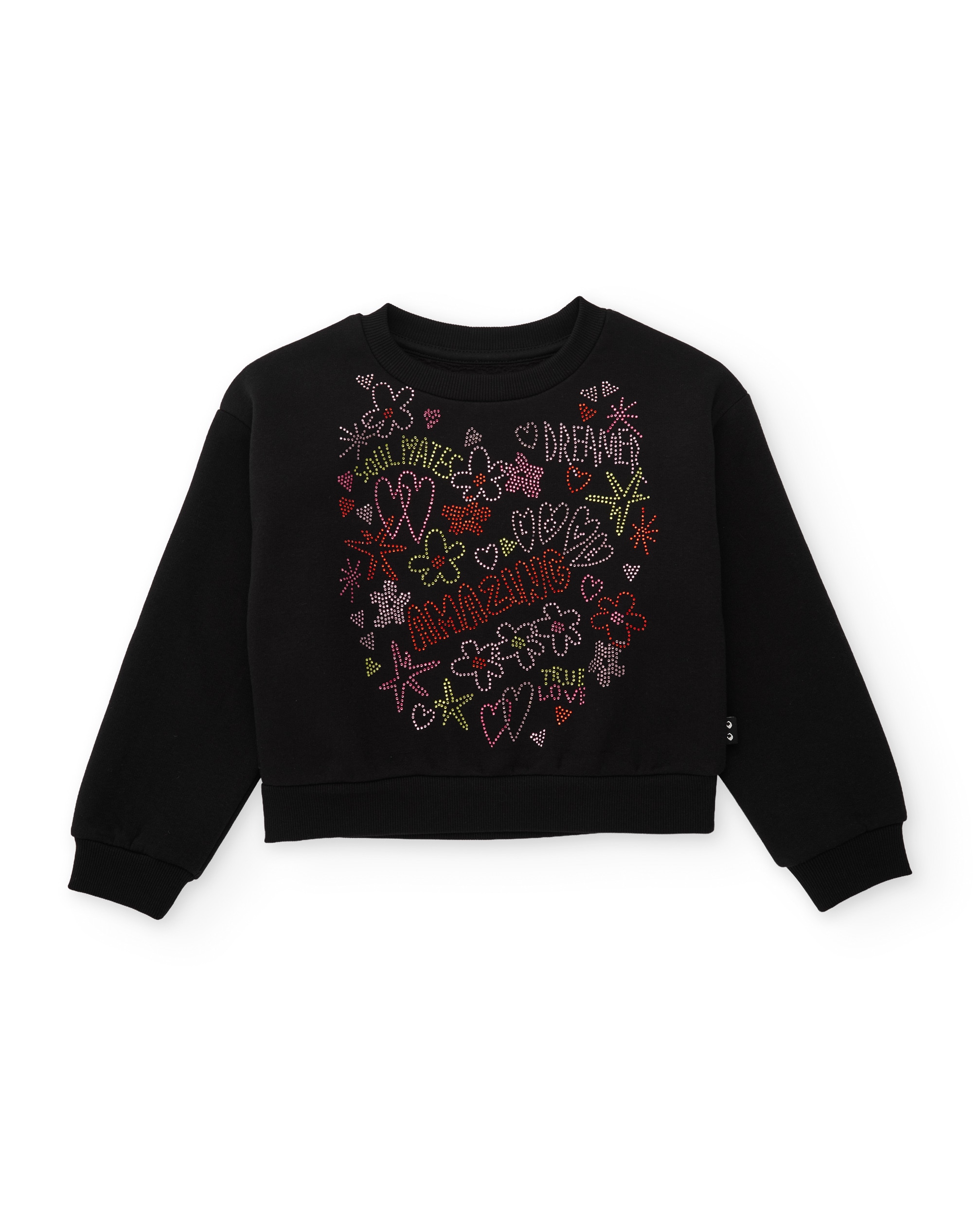 Sweatshirt Infantil de Felpa com Estampado de Estrelas e Flores Preto-2