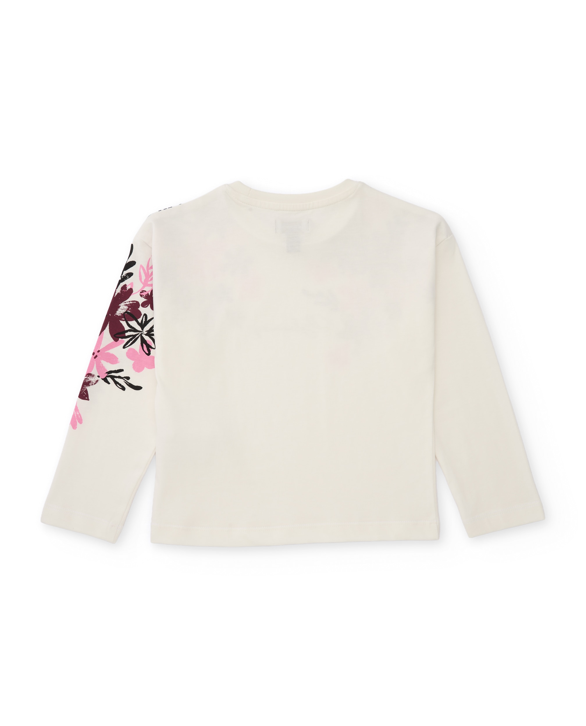 Conjunto Infantil de Malha com T-shirt de Design Floral e Leggings Básicos Branco-4