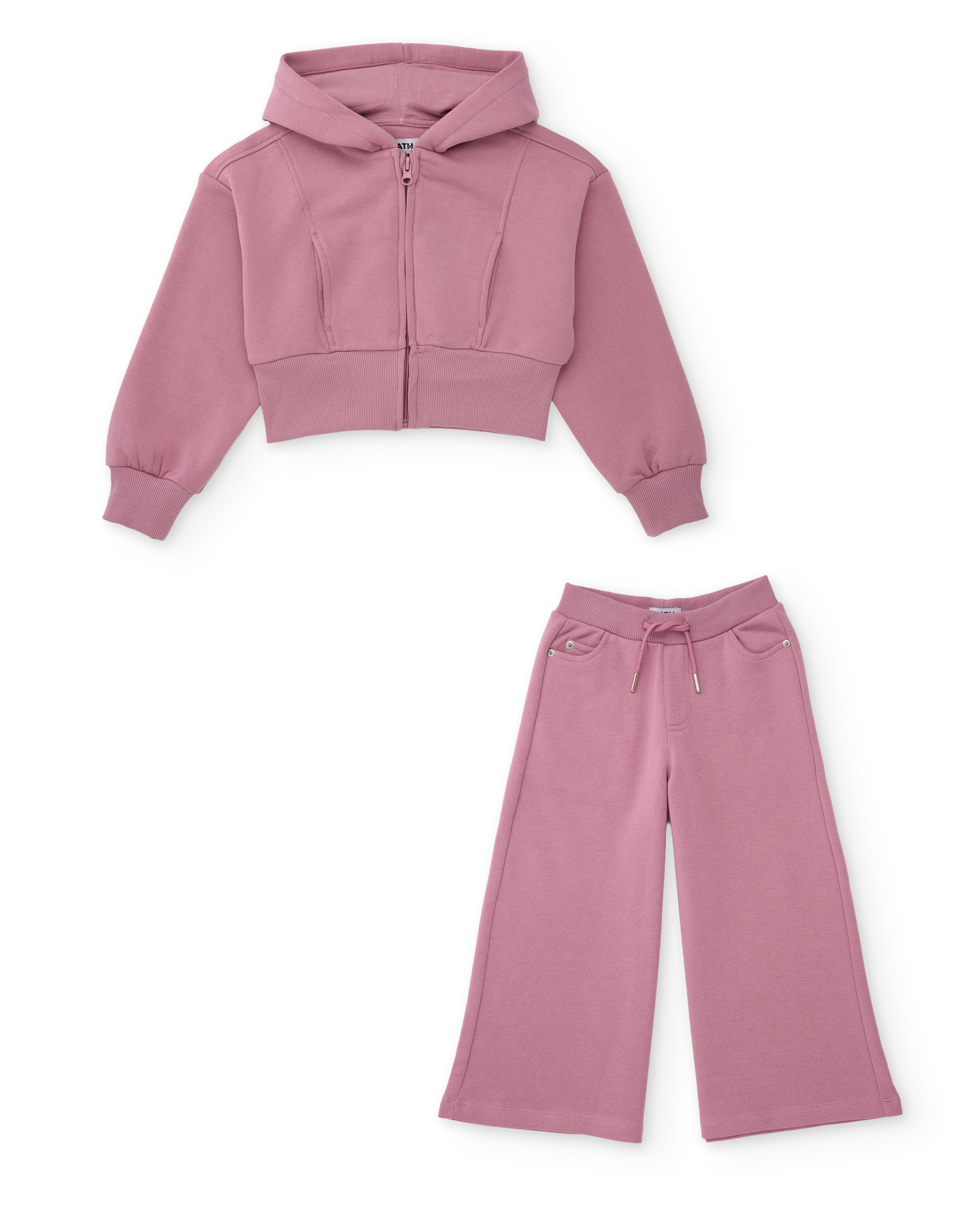 Imagem 0 de Conjunto Infantil de Malha com Sweatshirt Cropped e Calças Largas