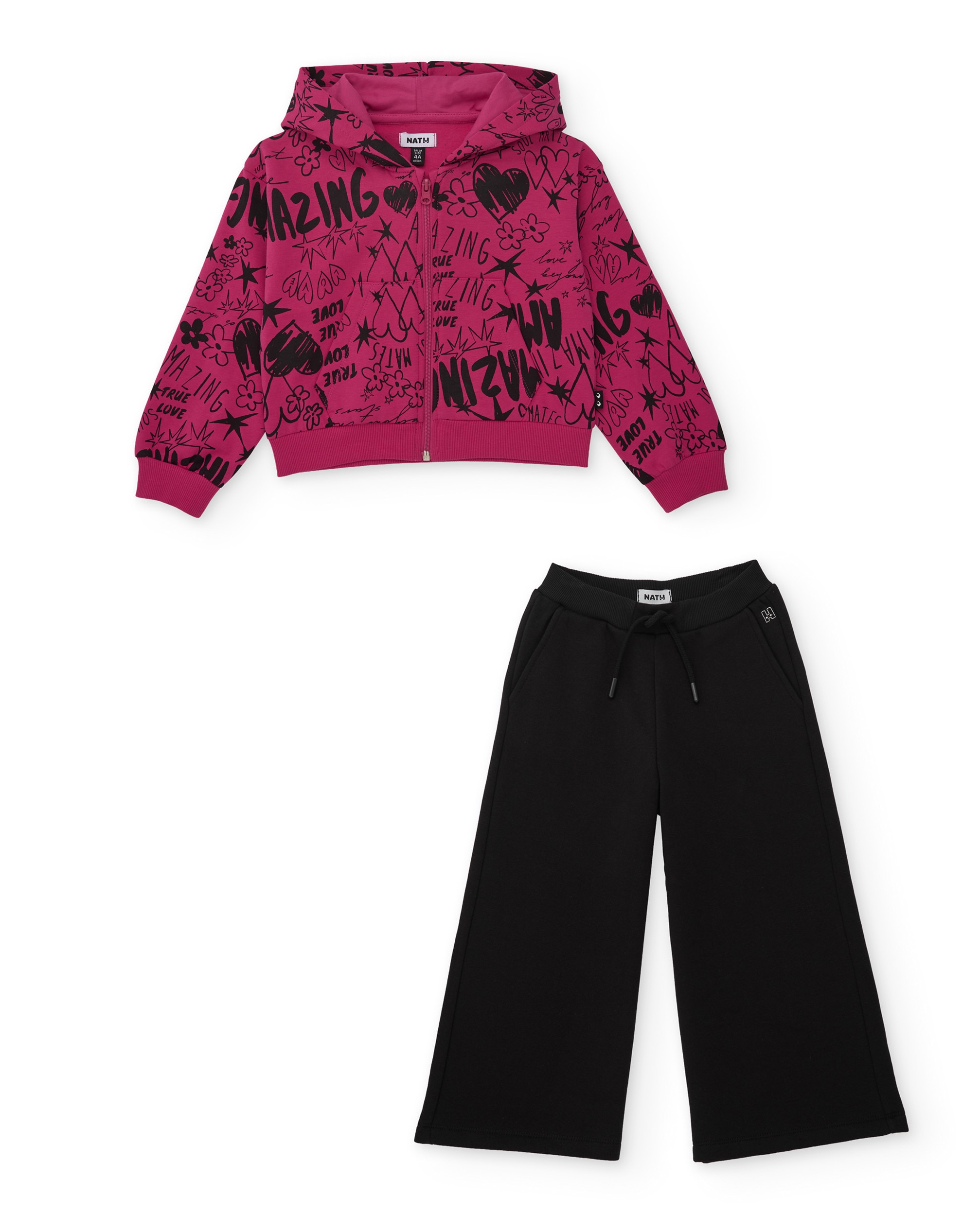 Imagem 0 de Conjunto Infantil de Malha com Sweatshirt de Print de Letras e Calças Largas