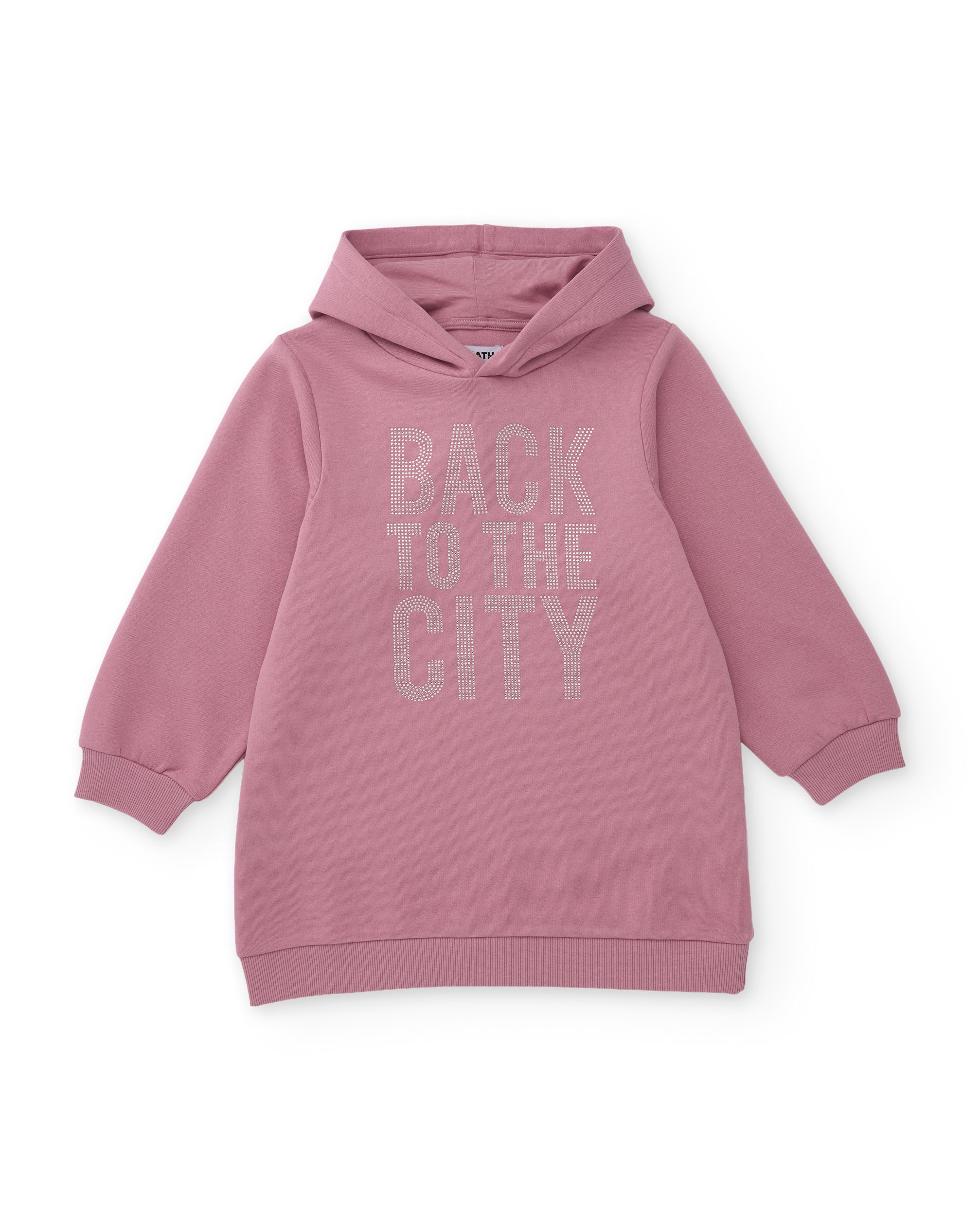 Vestido Infantil de Felpa com Capuz e Estampado Frontal Rosa-2