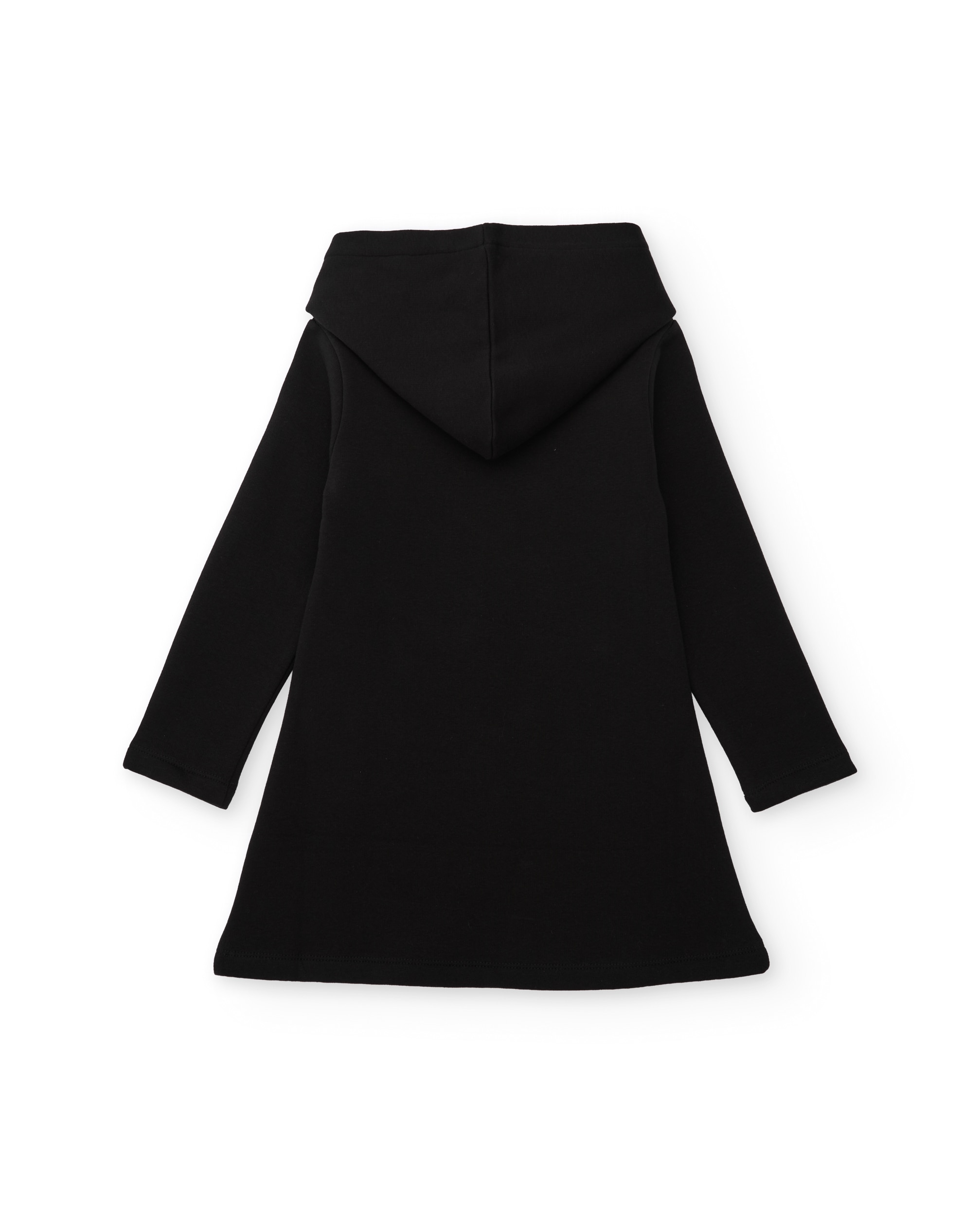 Vestido Infantil de Felpa com Capuz Forrado e Design Fantasia Preto-2