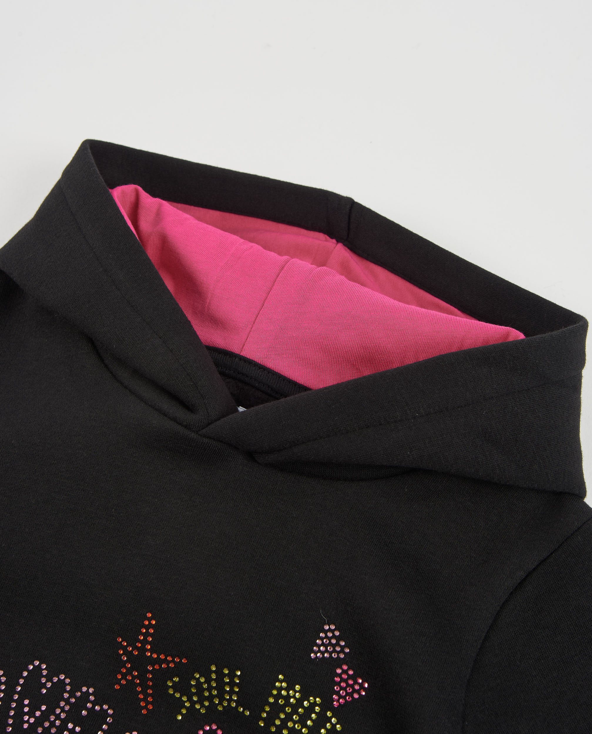 Vestido Infantil de Felpa com Capuz Forrado e Design Fantasia Preto-3