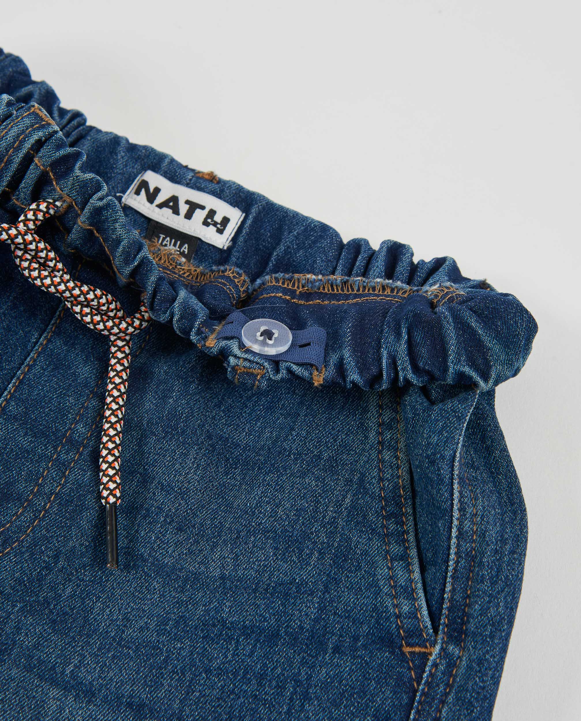 Jeans Infantil com Cintura Elástica e Corte a Direito Azul denim-4
