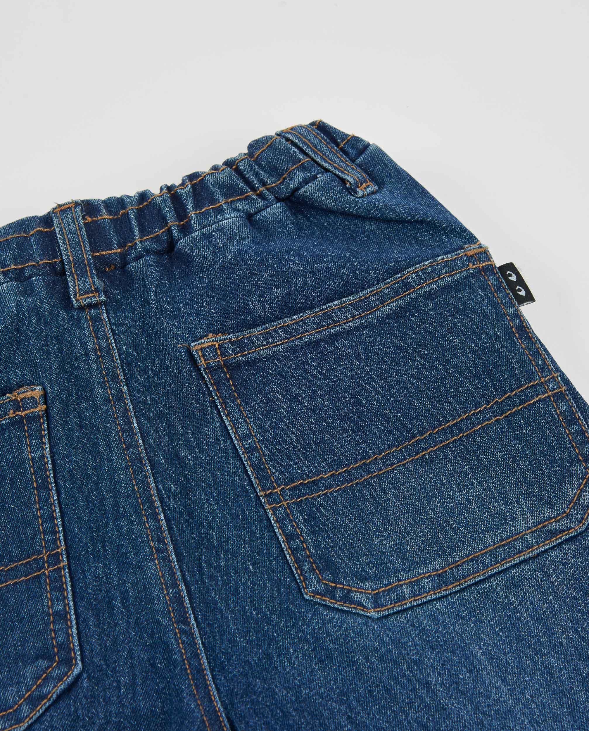 Jeans Infantil com Cintura Elástica e Corte a Direito Azul denim-5