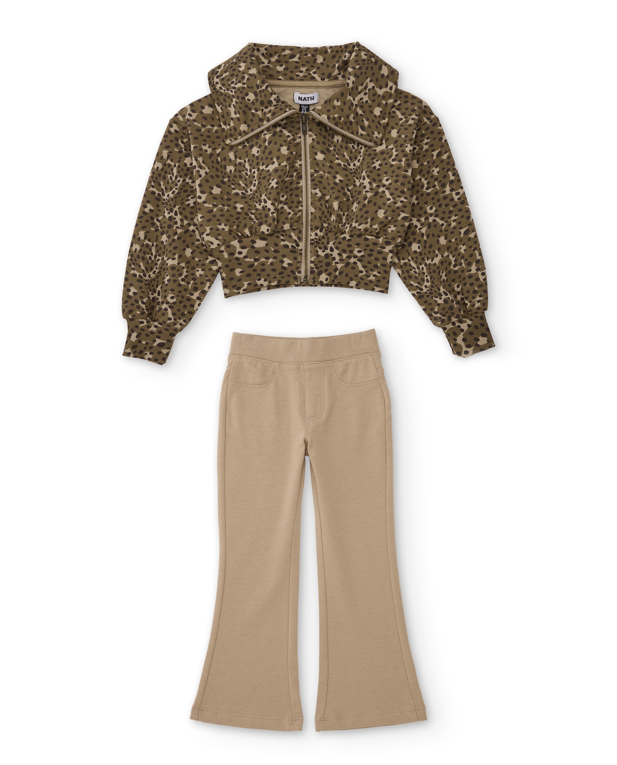 Imagem 0 de Conjunto Infantil com Sweatshirt de Animal Print e Leggings À Boca de Sino