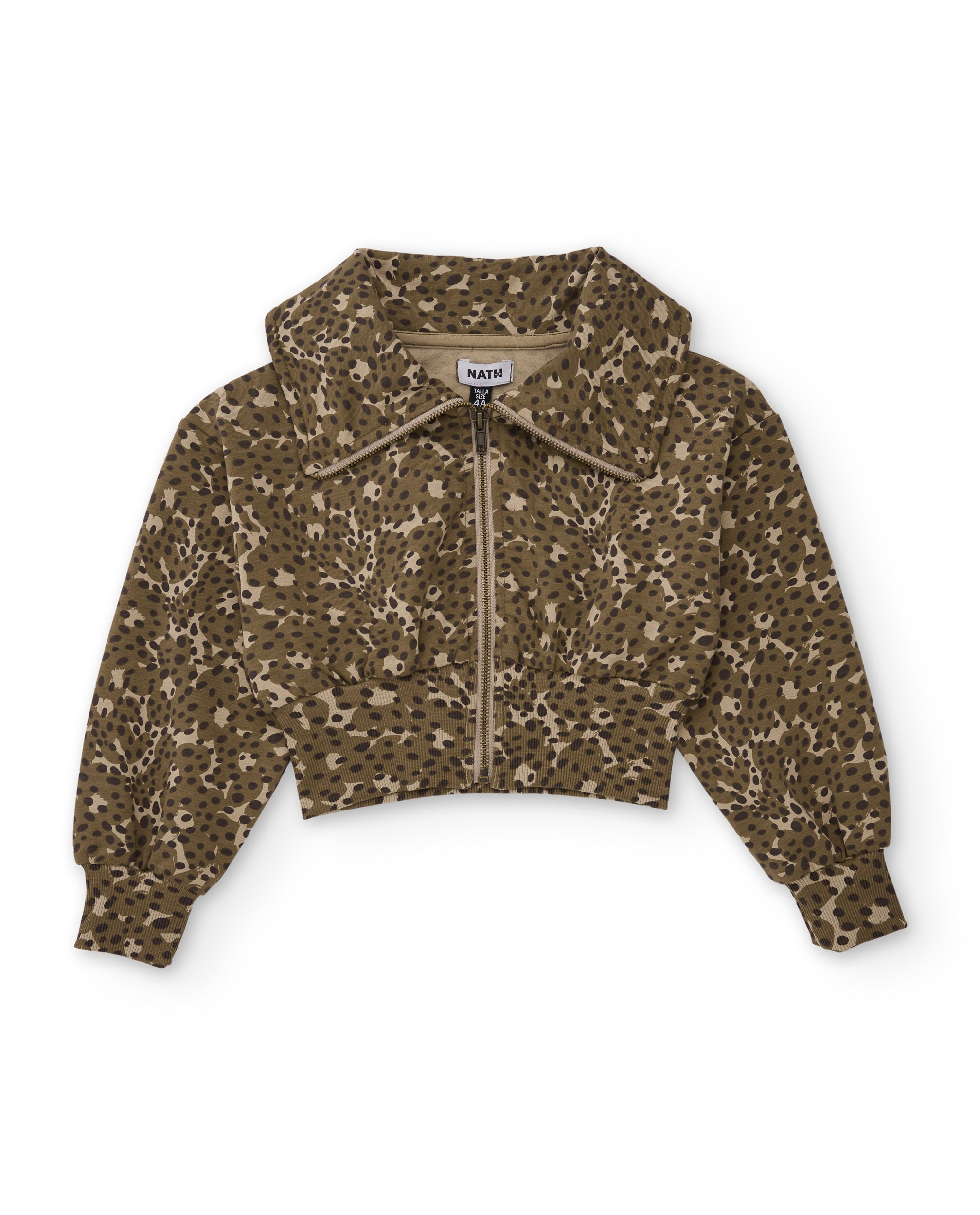 Conjunto Infantil com Sweatshirt de Animal Print e Leggings À Boca de Sino Castanho-2