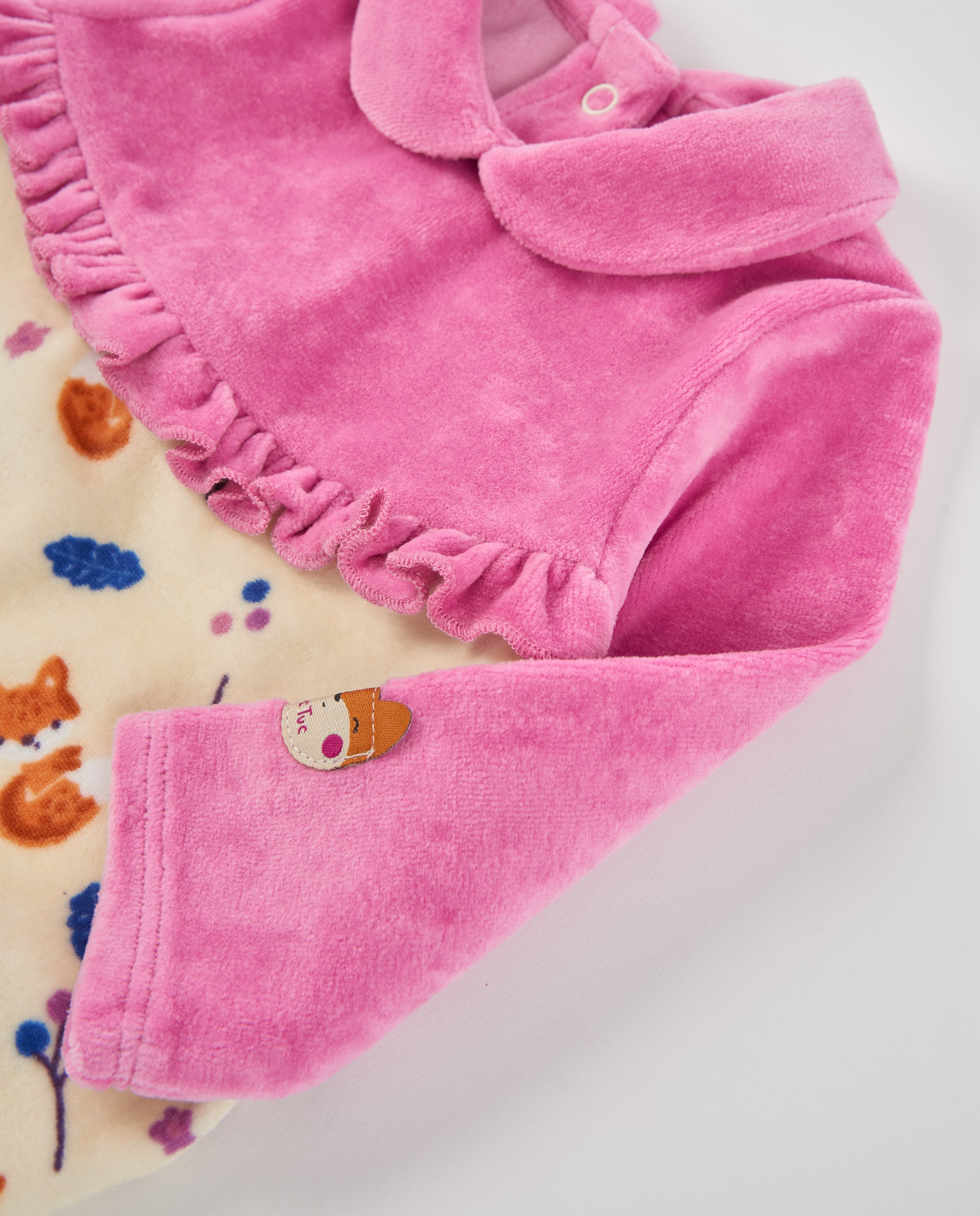 Babygrow de Malha para Bebé com Estampado de Animais Rosa-3