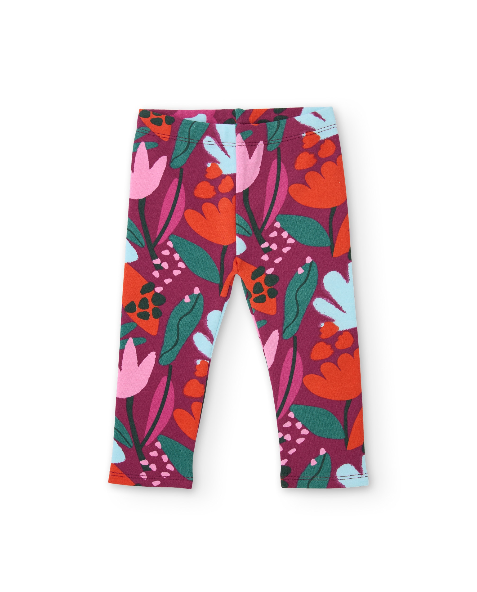 Conjunto Infantil de Felpa com Sweatshirt de Rinoceronte e Leggings Florais Bordeaux-3