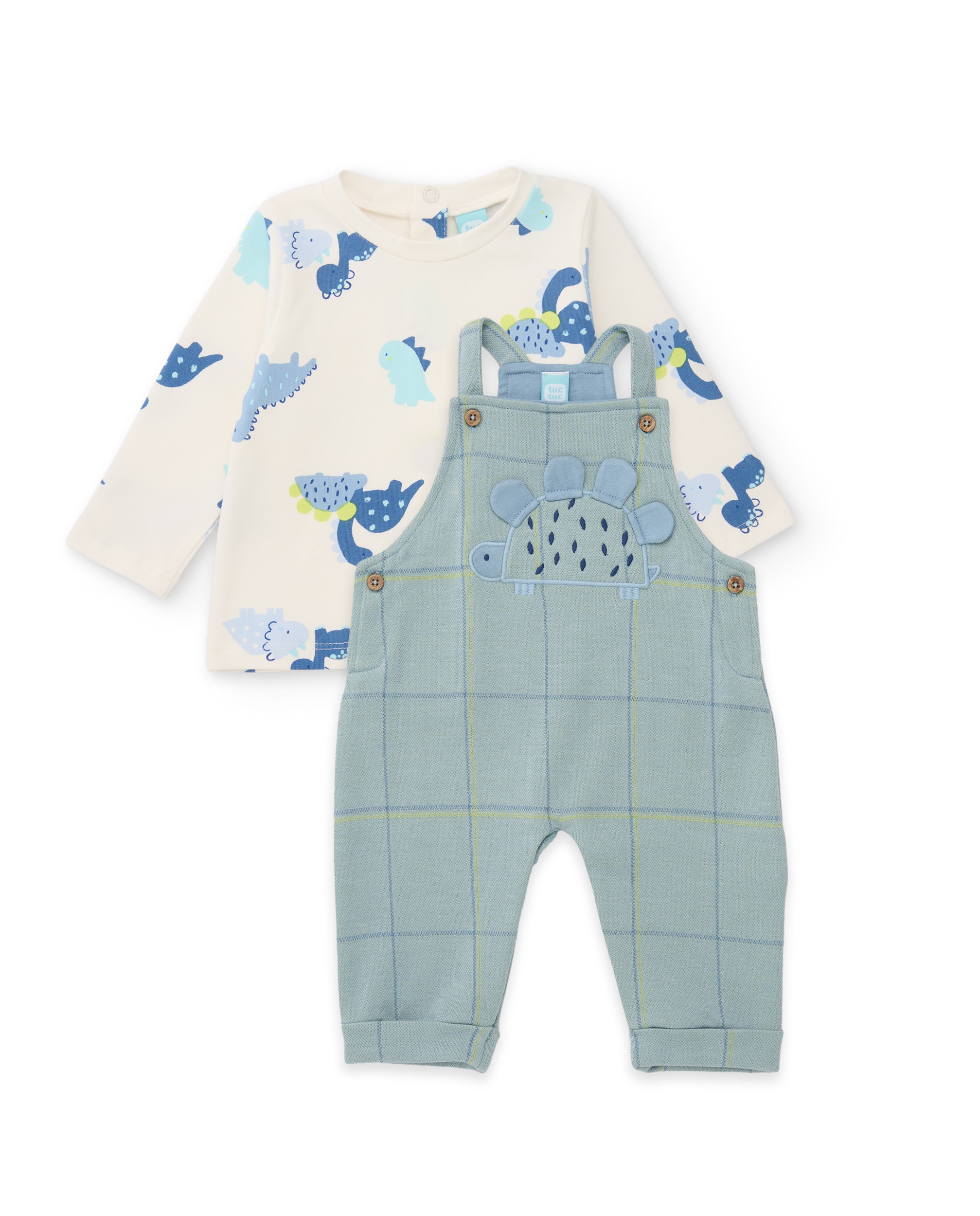 Imagem 0 de Conjunto para Bebé com T-shirt de Malha e Pichi Aos Quadrados de Tecido Plano