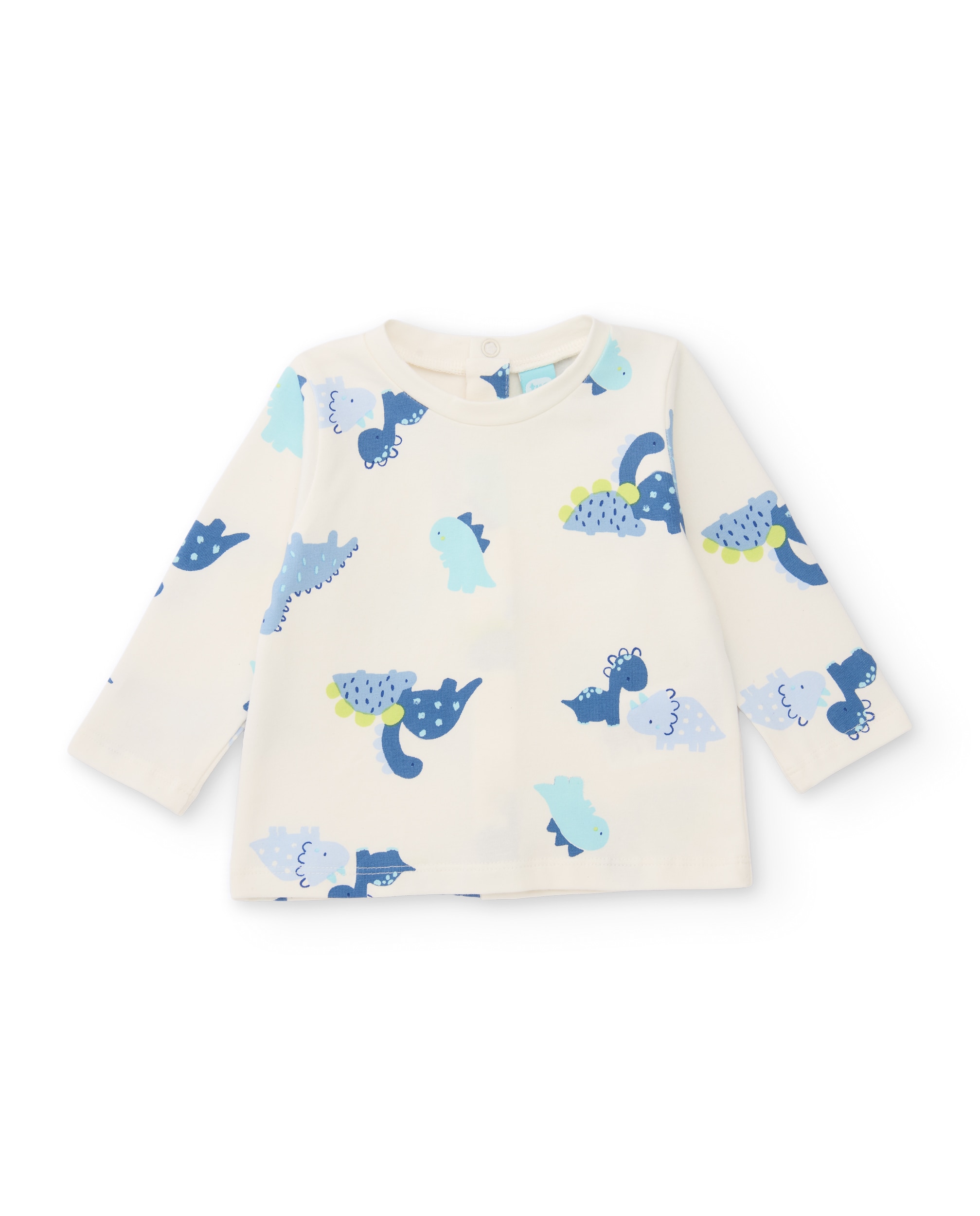 Conjunto para Bebé com T-shirt de Malha e Pichi Aos Quadrados de Tecido Plano Azul-claro-2