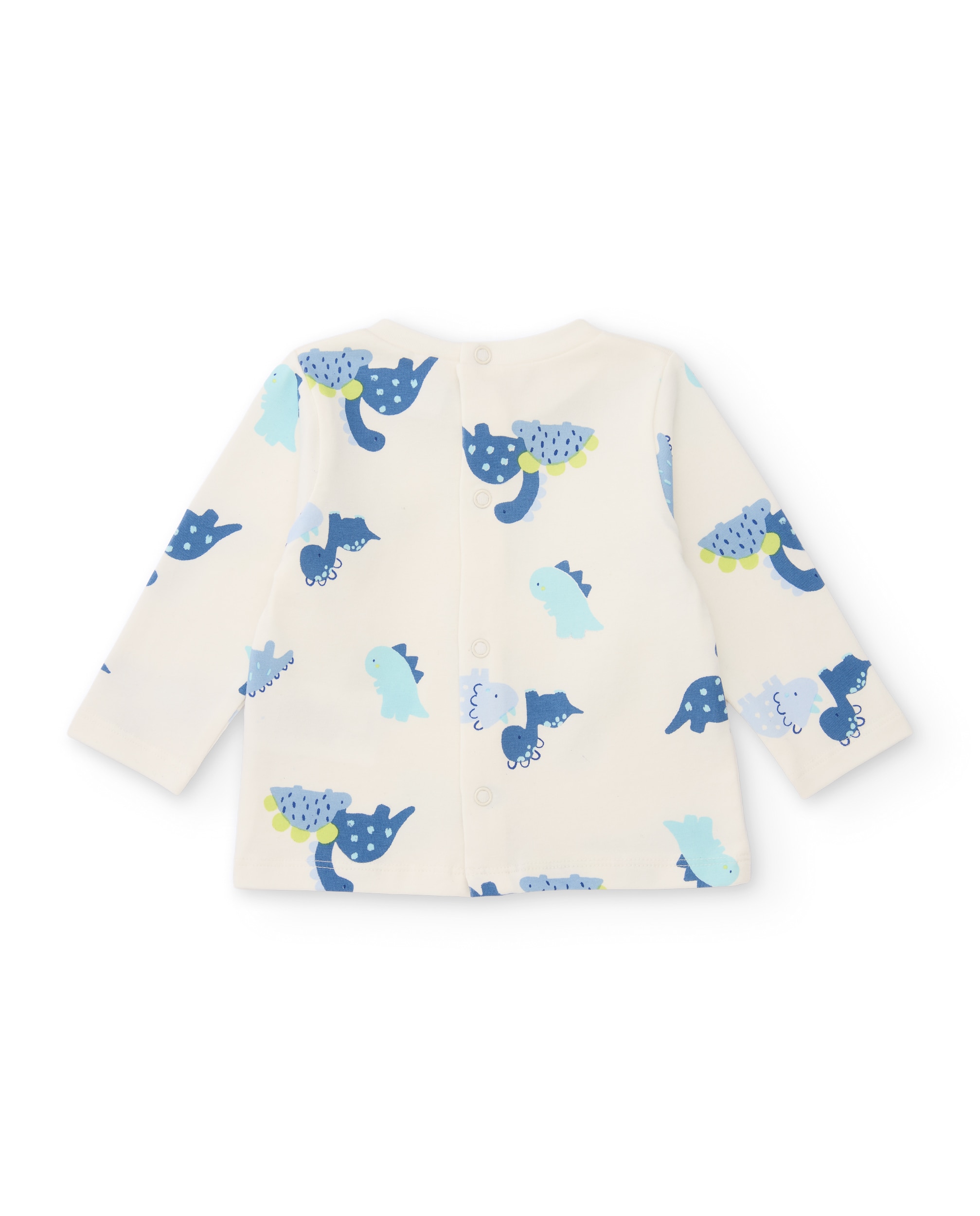 Conjunto para Bebé com T-shirt de Malha e Pichi Aos Quadrados de Tecido Plano Azul-claro-3