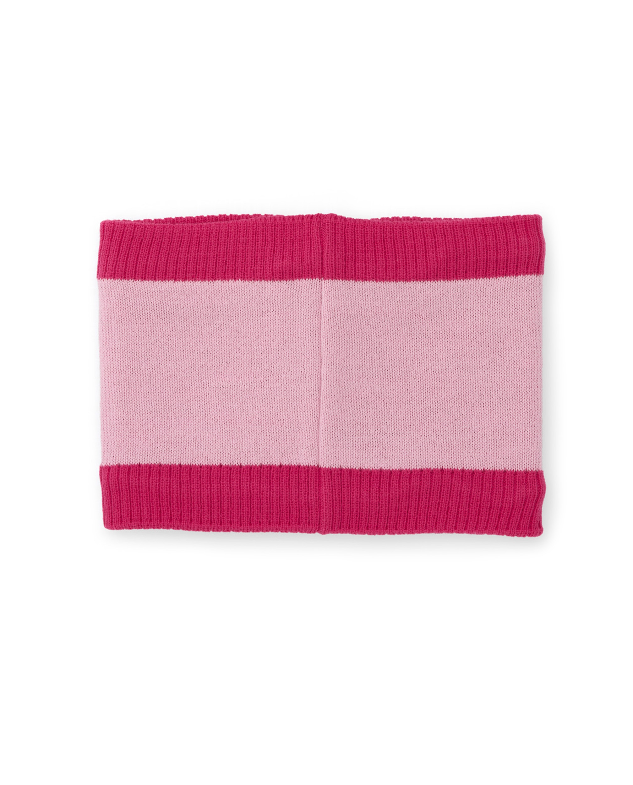 Gola Infantil de Tricô com Design de Gato e Tato Quente Fúcsia-2